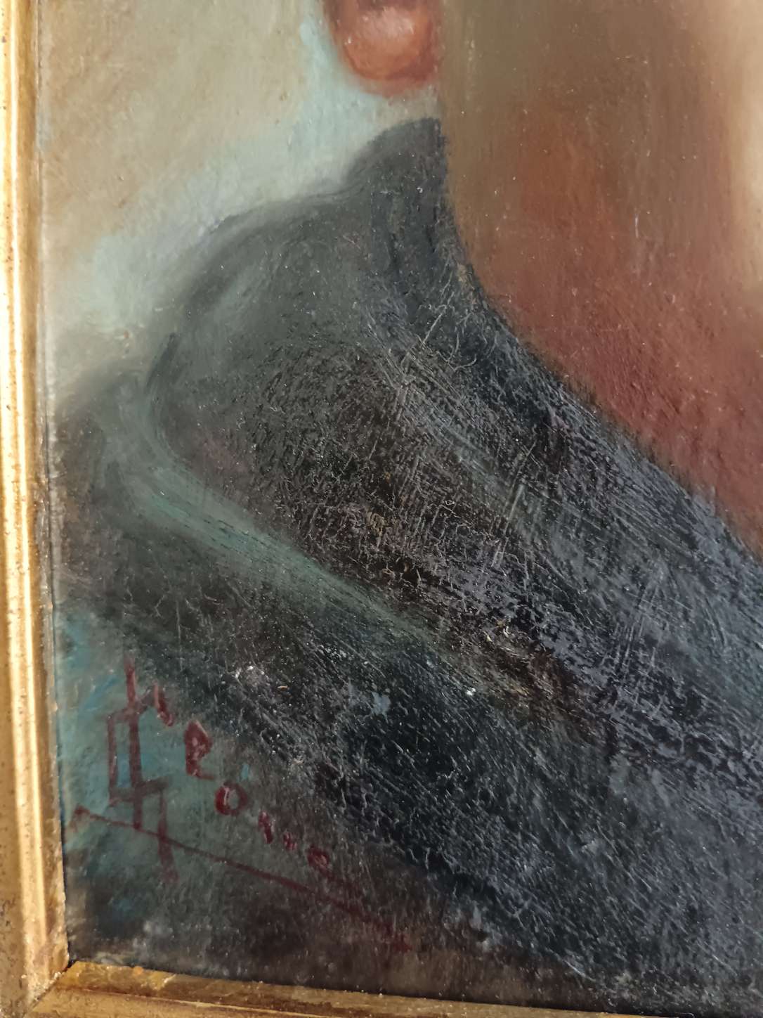 Giuseppe Leoni 1876-1927 Ritratto Femminile Antico Olio su Tela su Cartoncino