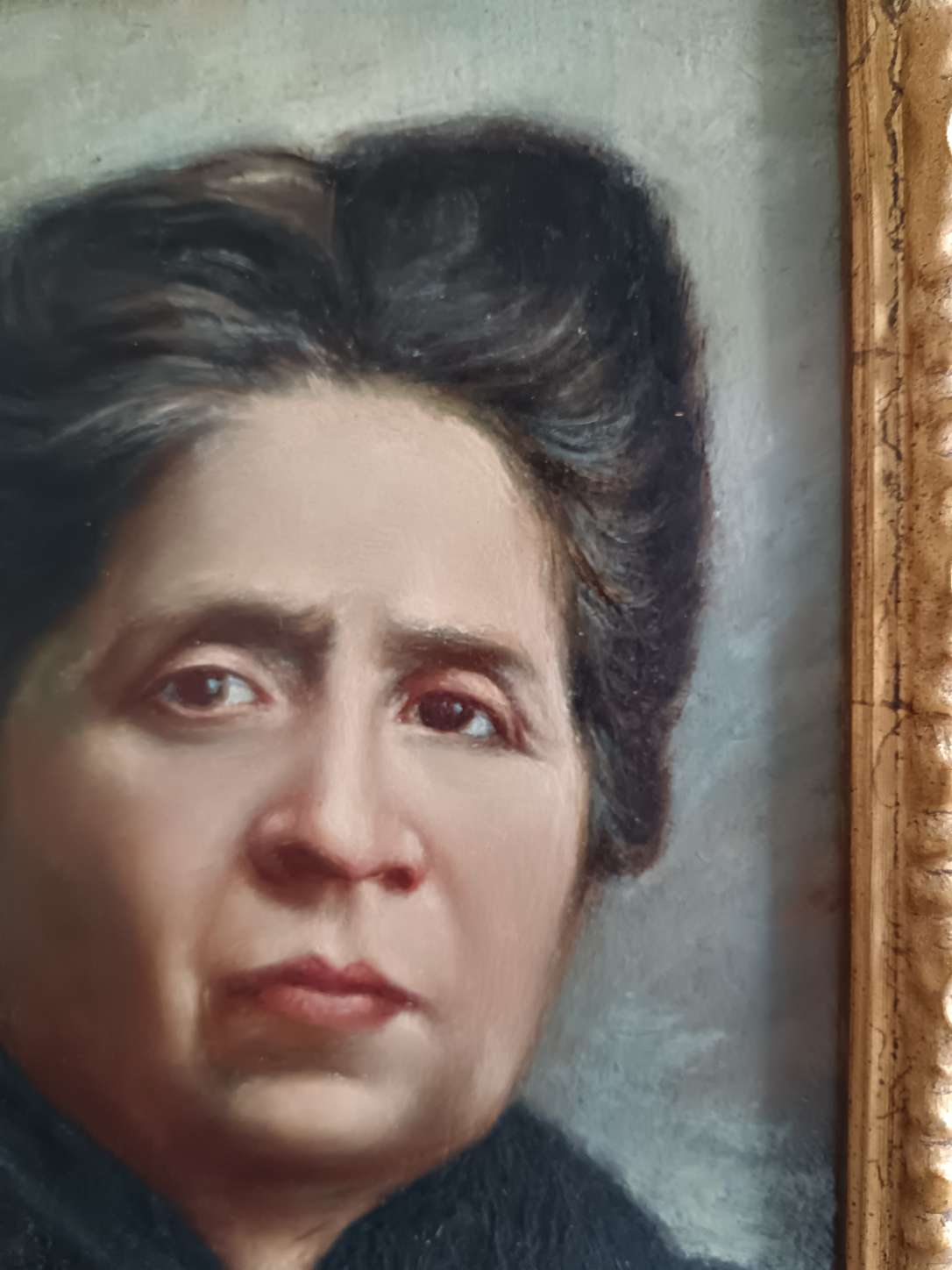 Giuseppe Leoni 1876-1927 Ritratto Femminile Antico Olio su Tela su Cartoncino