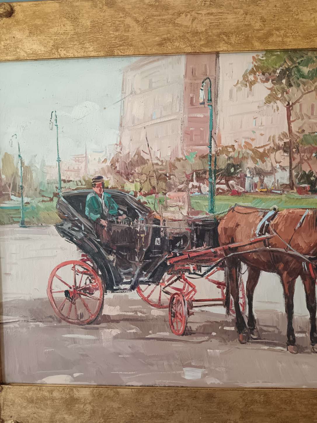 Dipinto Enzo Casillo Carrozzella quadro olio tela scuola napoletana Novecento