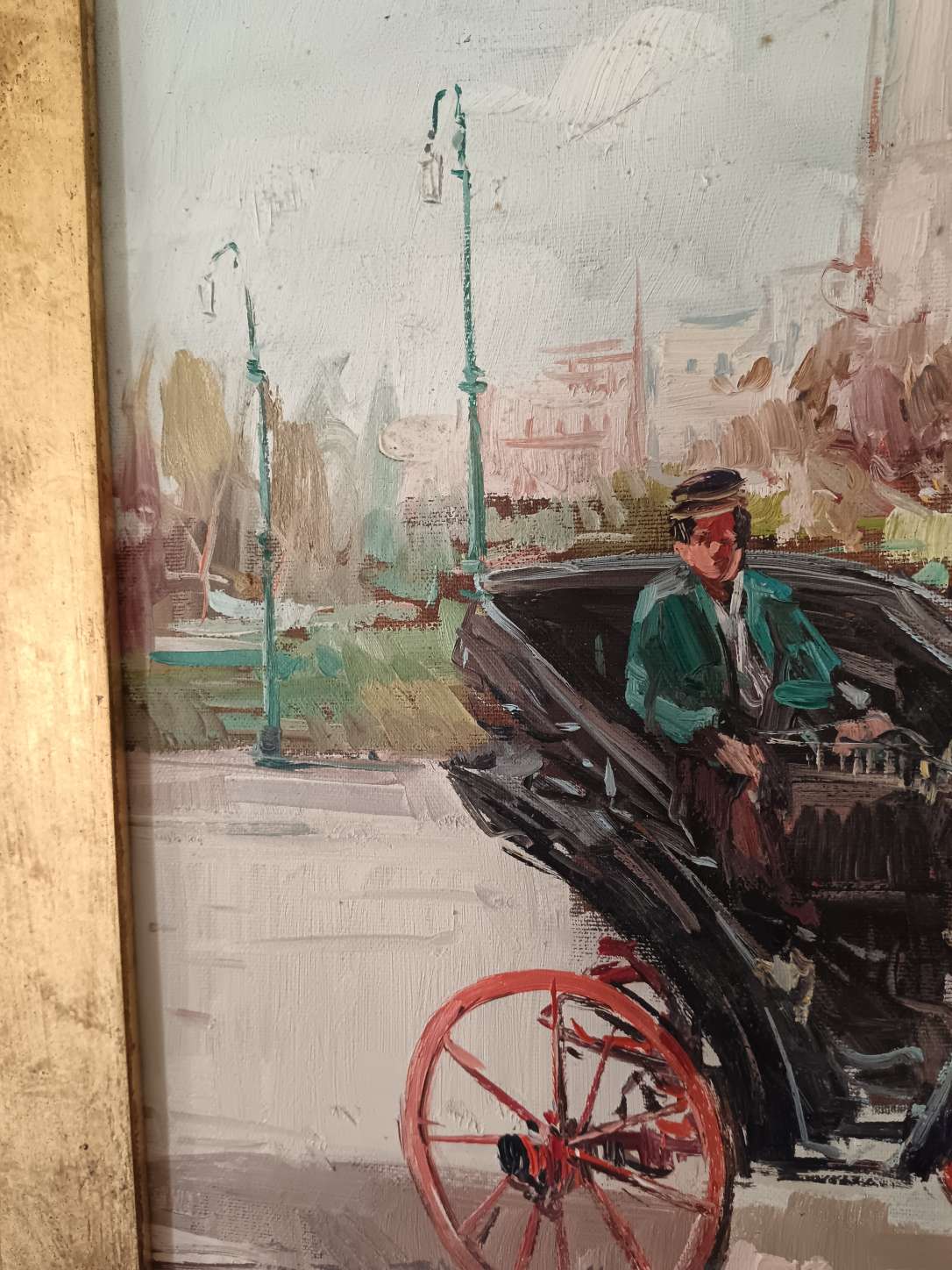 Dipinto Enzo Casillo Carrozzella quadro olio tela scuola napoletana Novecento