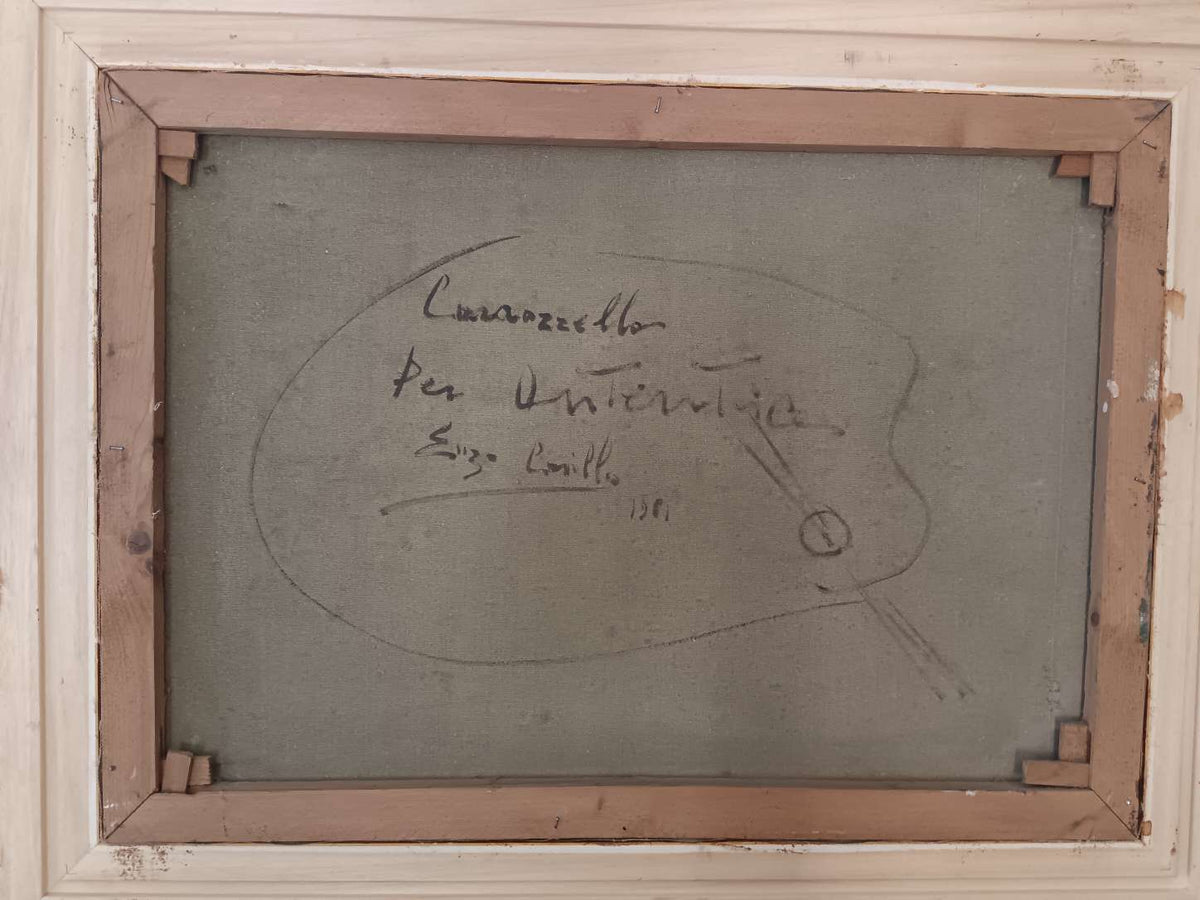 Dipinto Enzo Casillo Carrozzella quadro olio tela scuola napoletana Novecento