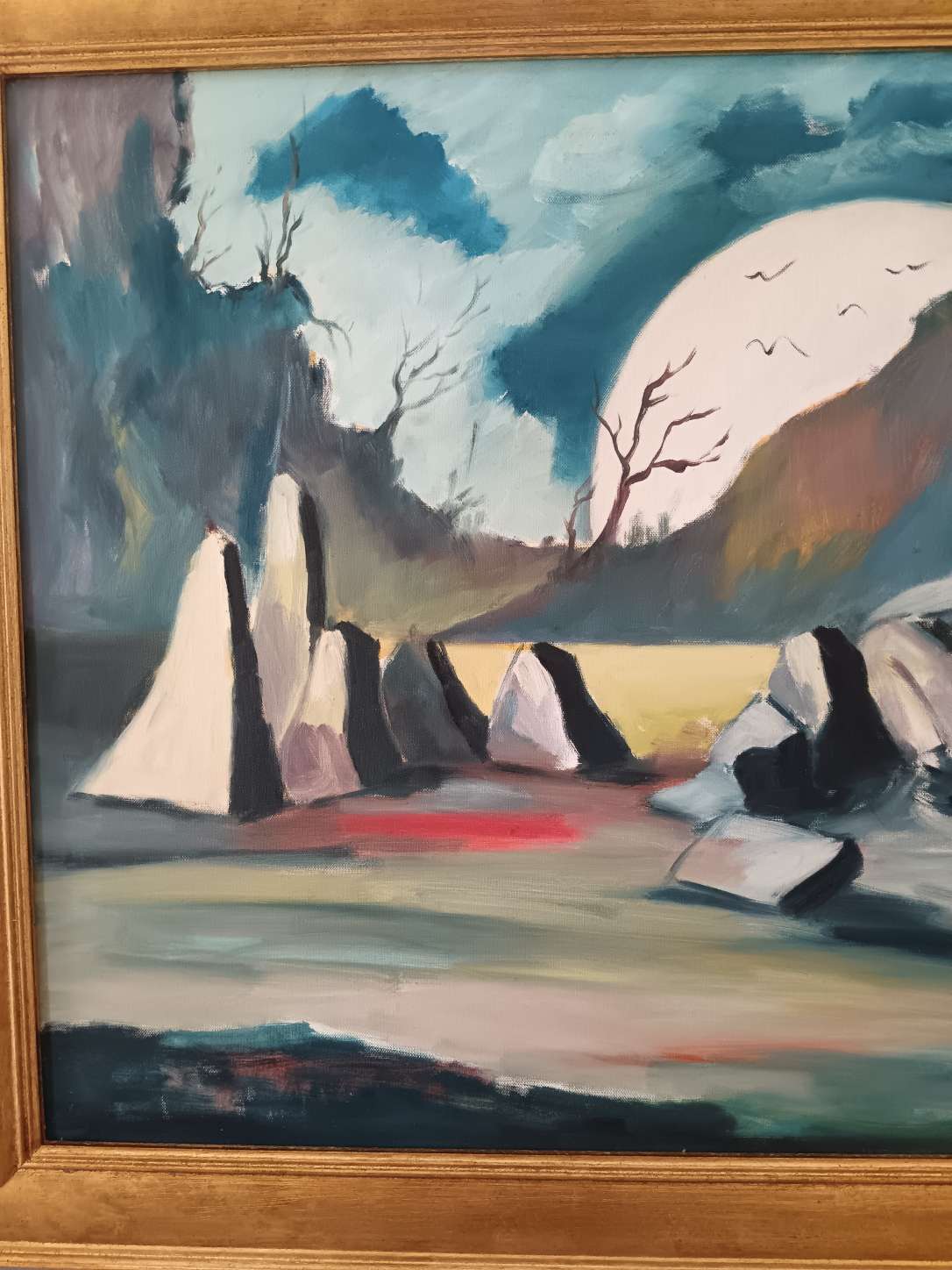 Antonio Bertè (1936-2009) Dipinto Originale Olio su Tela 60x50 cm con Cornice