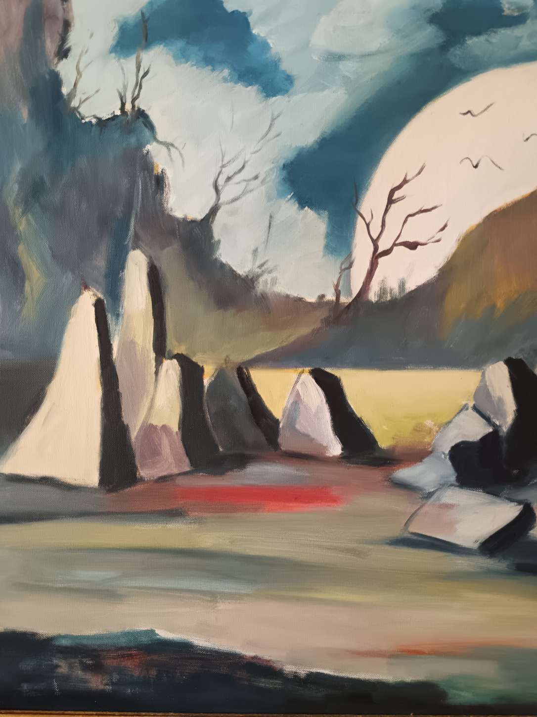 Antonio Bertè (1936-2009) Dipinto Originale Olio su Tela 60x50 cm con Cornice