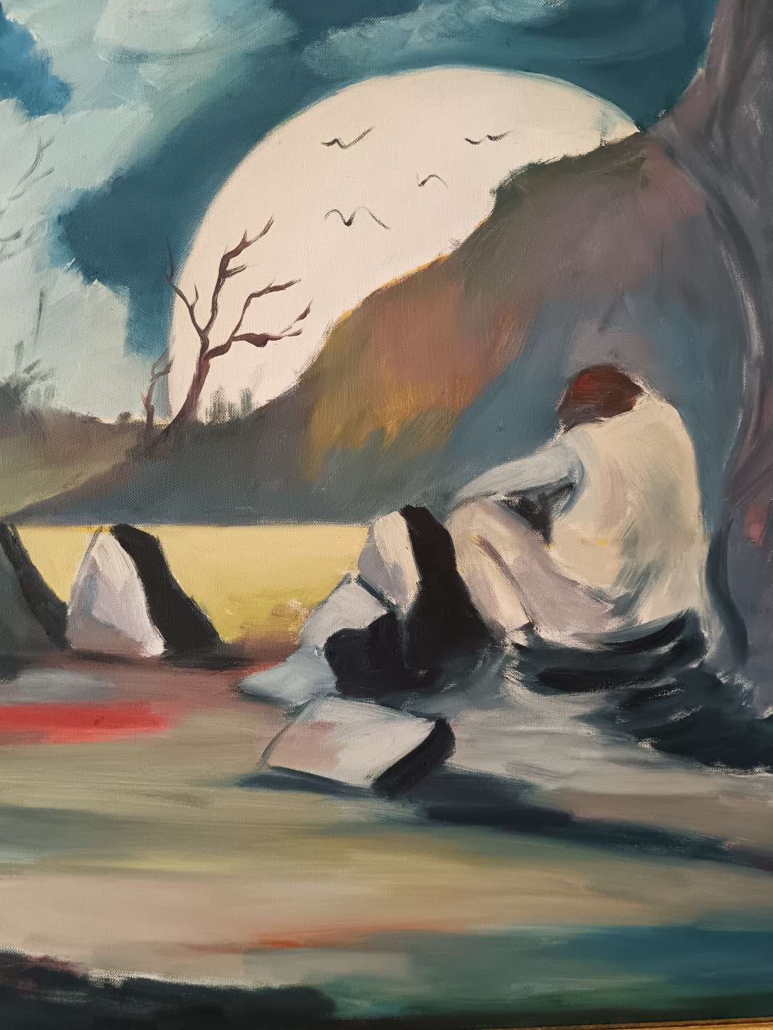 Antonio Bertè (1936-2009) Dipinto Originale Olio su Tela 60x50 cm con Cornice