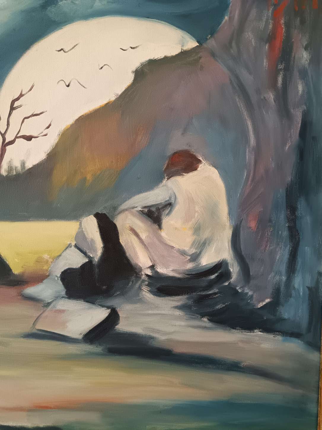 Antonio Bertè (1936-2009) Dipinto Originale Olio su Tela 60x50 cm con Cornice