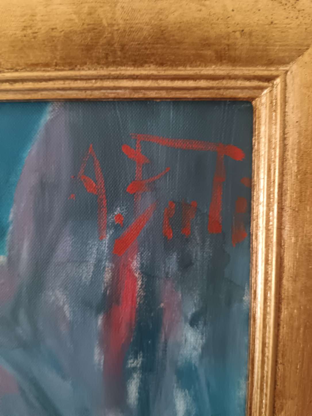 Antonio Bertè (1936-2009) Dipinto Originale Olio su Tela 60x50 cm con Cornice