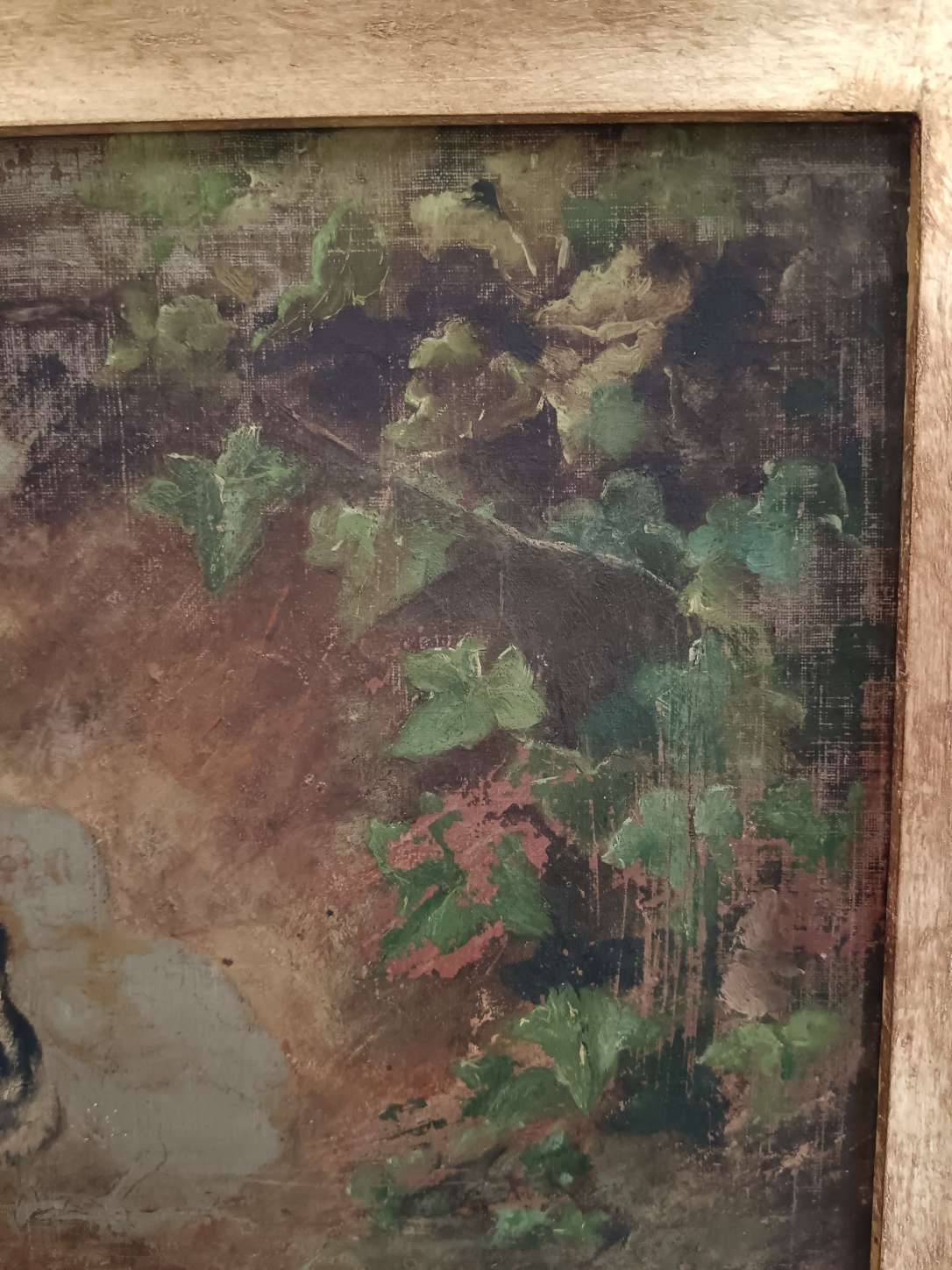 Antico dipinto olio su tela fine 800 studio bozzetto pulcini non completato