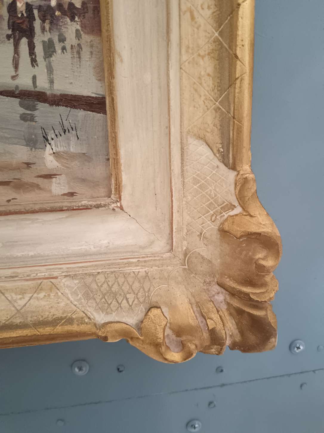 Dipinto olio su tela Parigi firmato Antonio De Vity con cornice d'epoca
