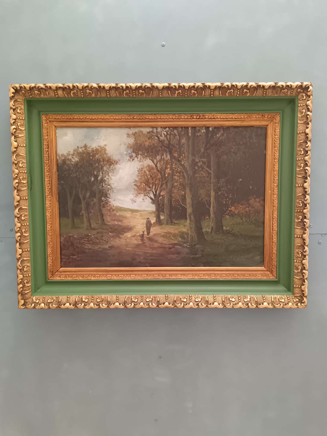 Dipinto antico olio su tela Adriaan Marinus Geijp 1855-1926 XIX Secolo.