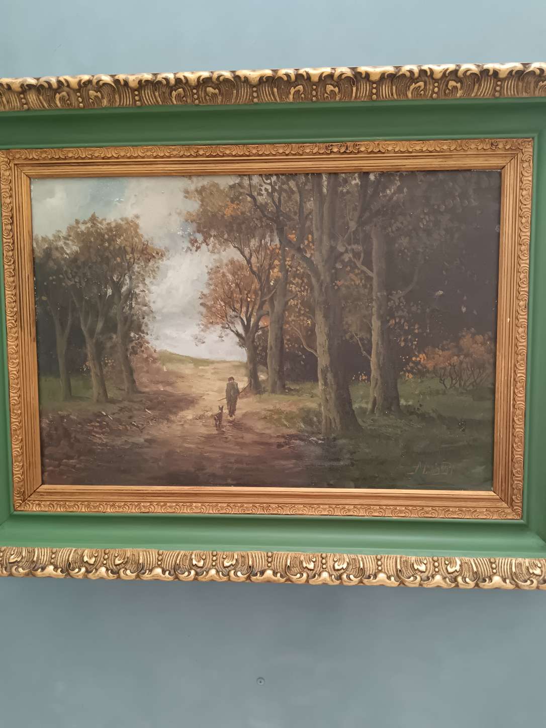 Dipinto antico olio su tela Adriaan Marinus Geijp 1855-1926 XIX Secolo.
