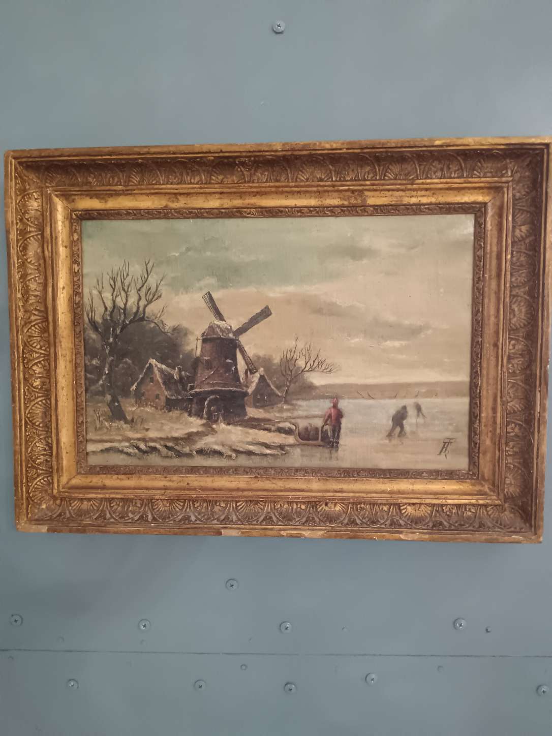Dipinto Antico Olio Su Tela Scuola Olandese Epoca XIX Secolo