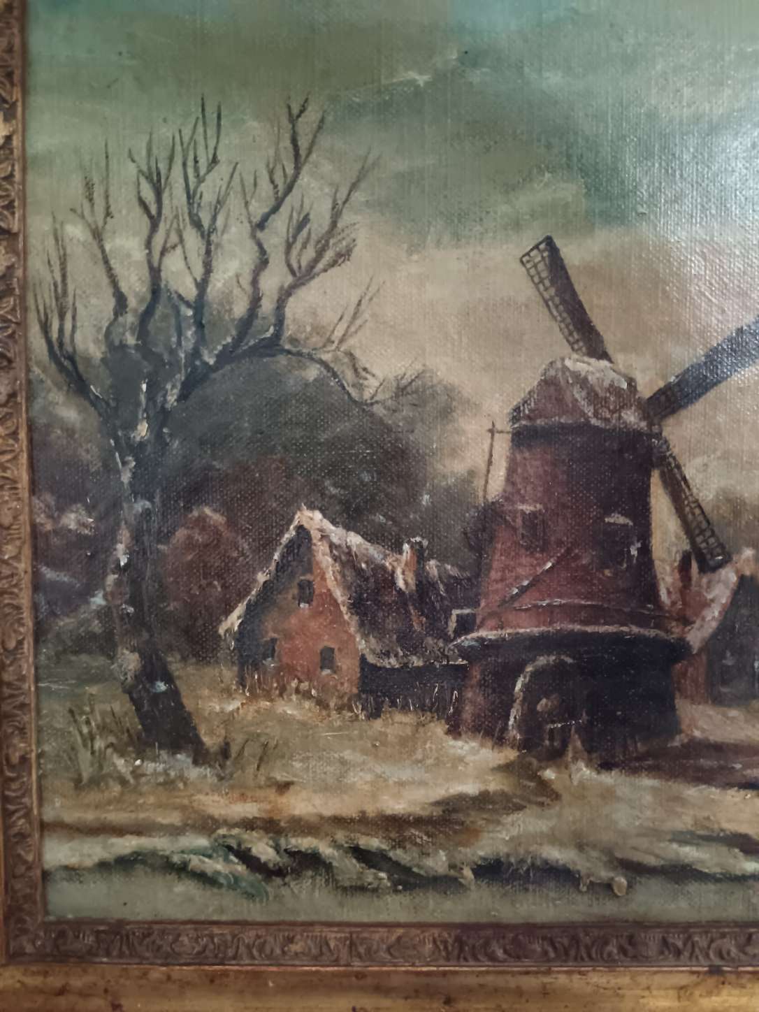 Dipinto Antico Olio Su Tela Scuola Olandese Epoca XIX Secolo