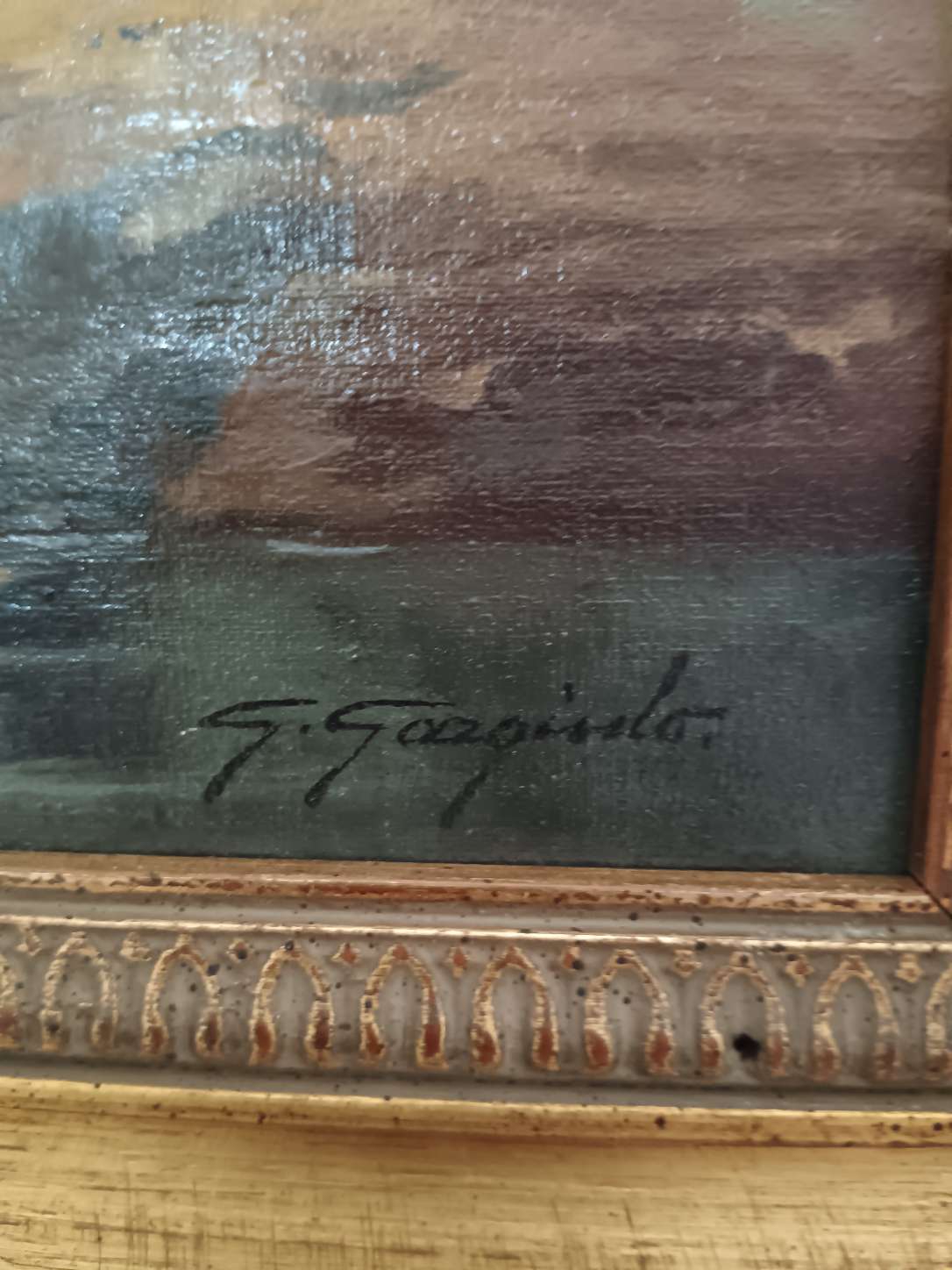 Dipinto olio su tela Giuseppe Gargiulo paesaggio rurale del Novecento