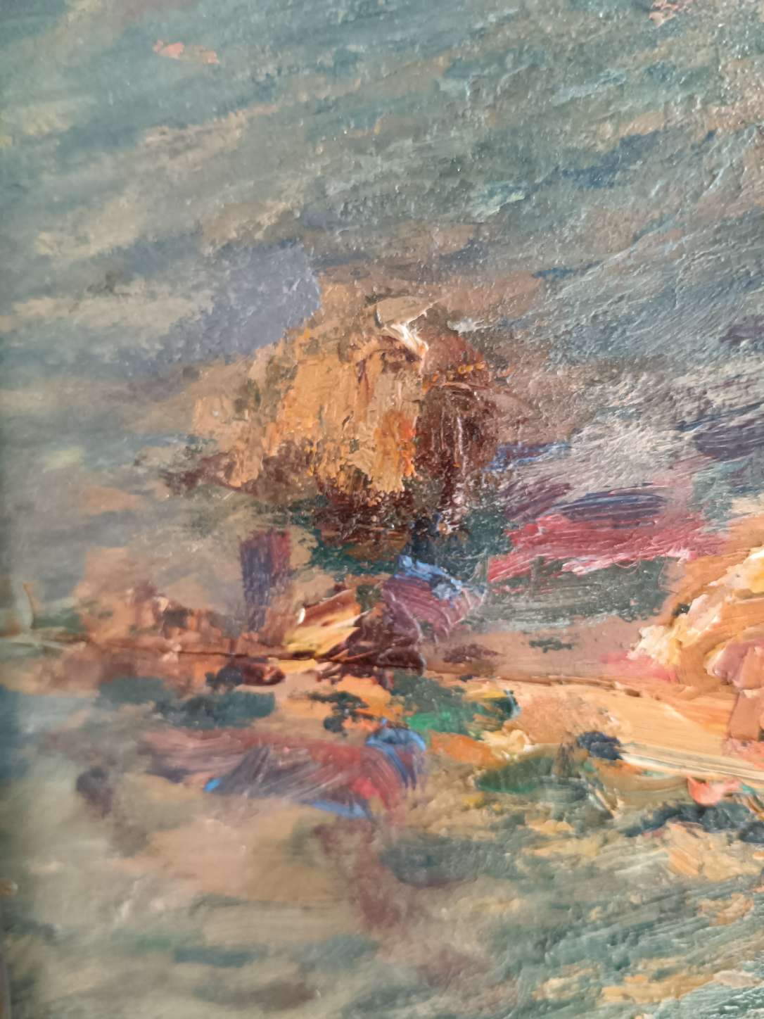 Dipinto Ettore Settanni 1901 1985 Olio su Tavola Marina Capri Ponza 1951 Firmato d'epoca con Cornice