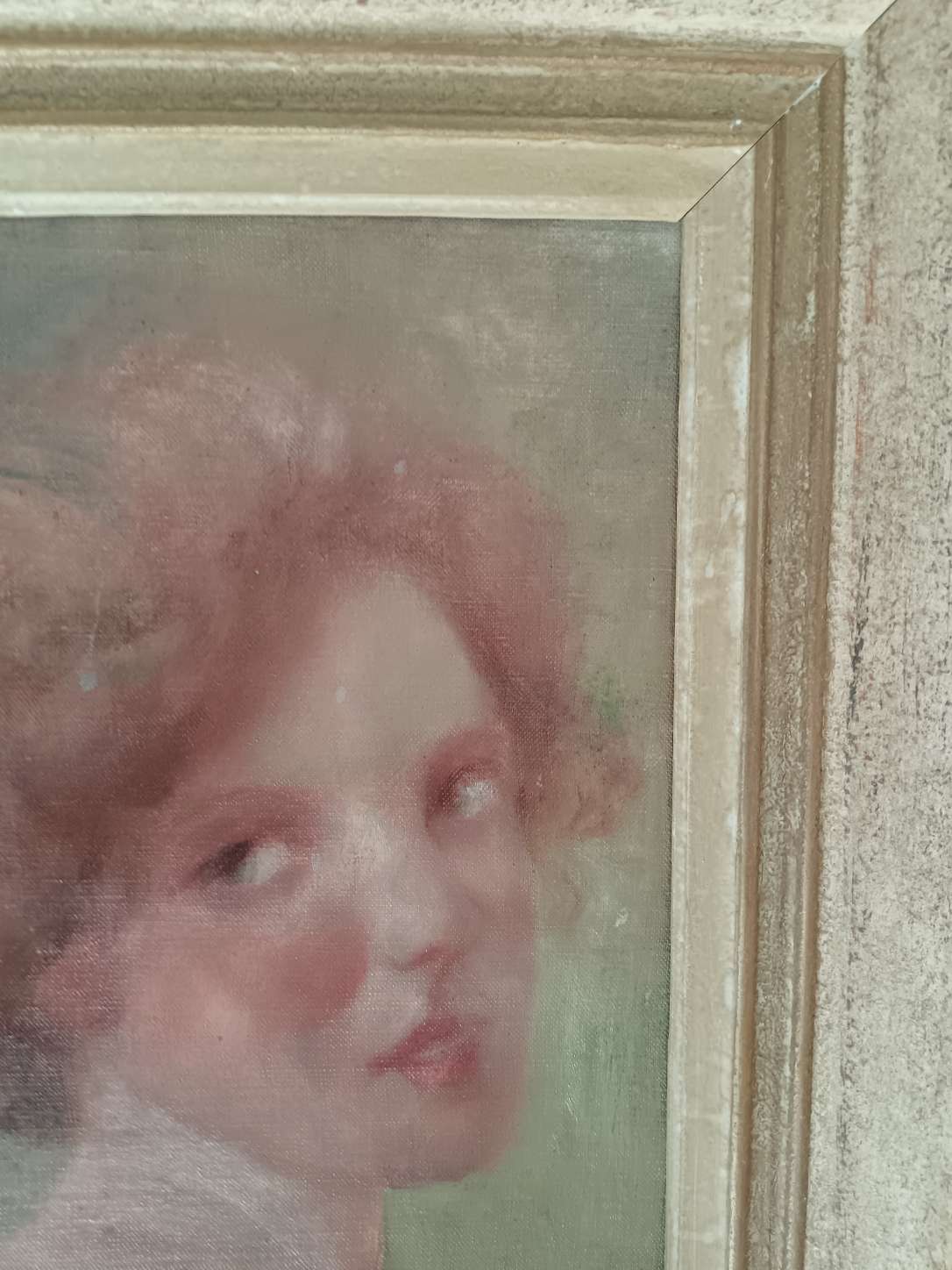 Dipinto antico ritratto donna dai capelli rossi olio su tela scuola francese inizio Novecento