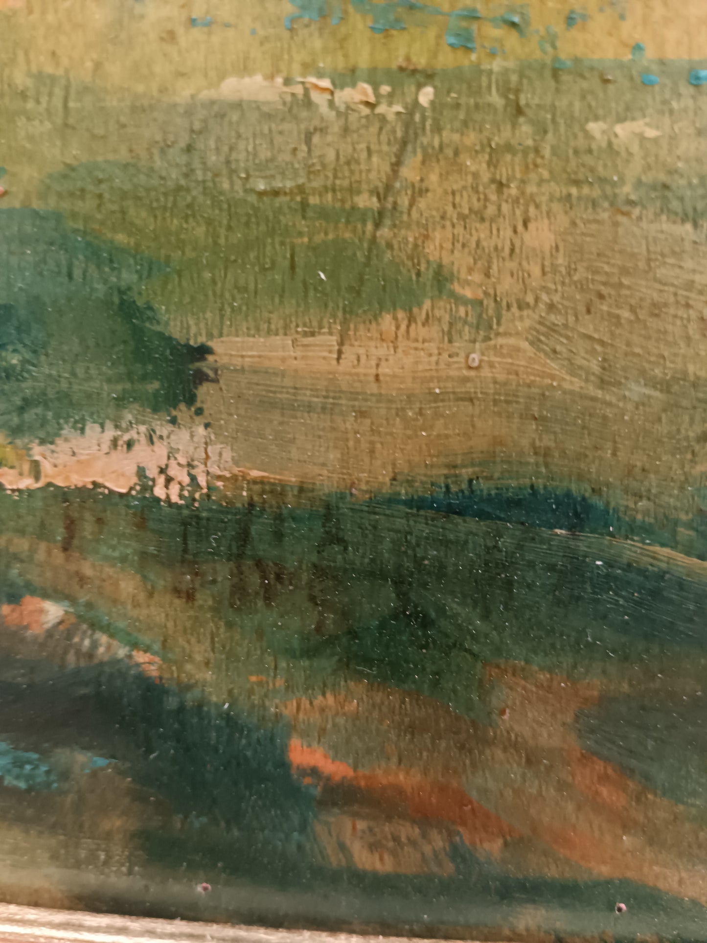 Quadro dipinto olio su legno, paesaggio toscano epoca metà '900