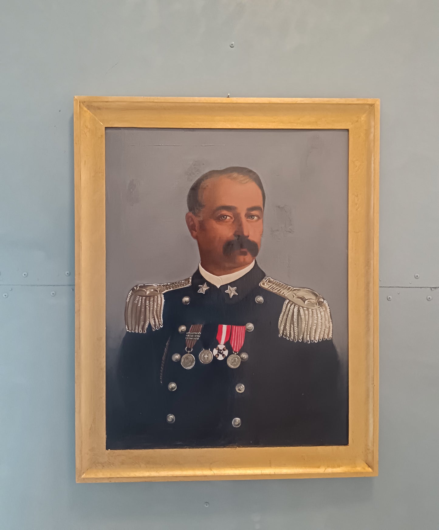 Ritratto ufficiale militare dipinto olio su tela epoca primo '900