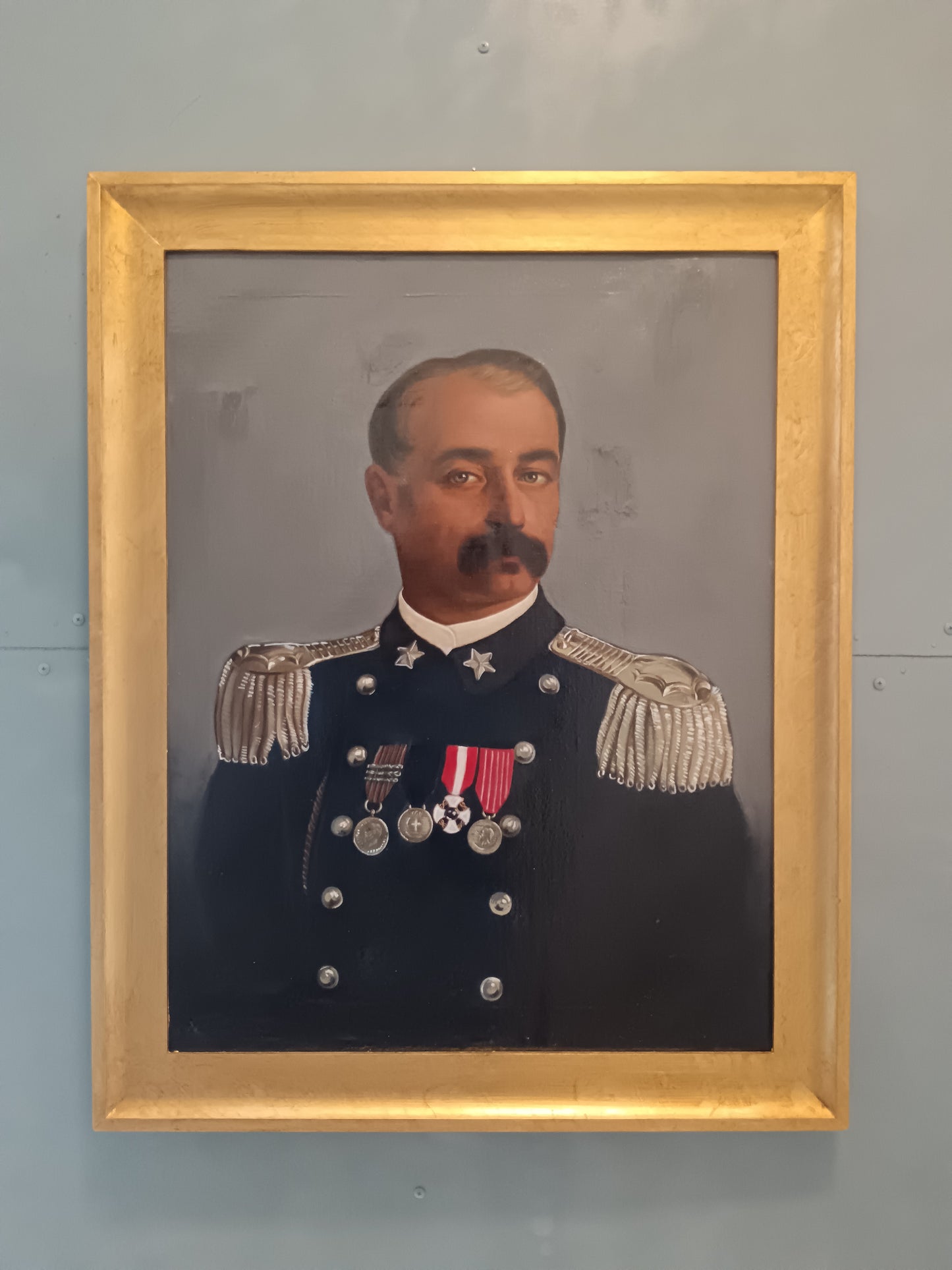 Ritratto ufficiale militare dipinto olio su tela epoca primo '900