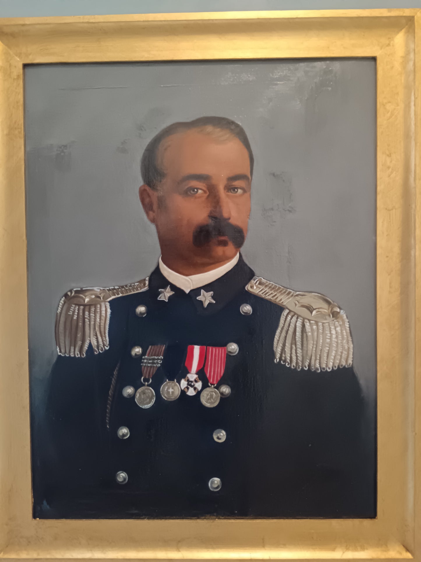 Ritratto ufficiale militare dipinto olio su tela epoca primo '900