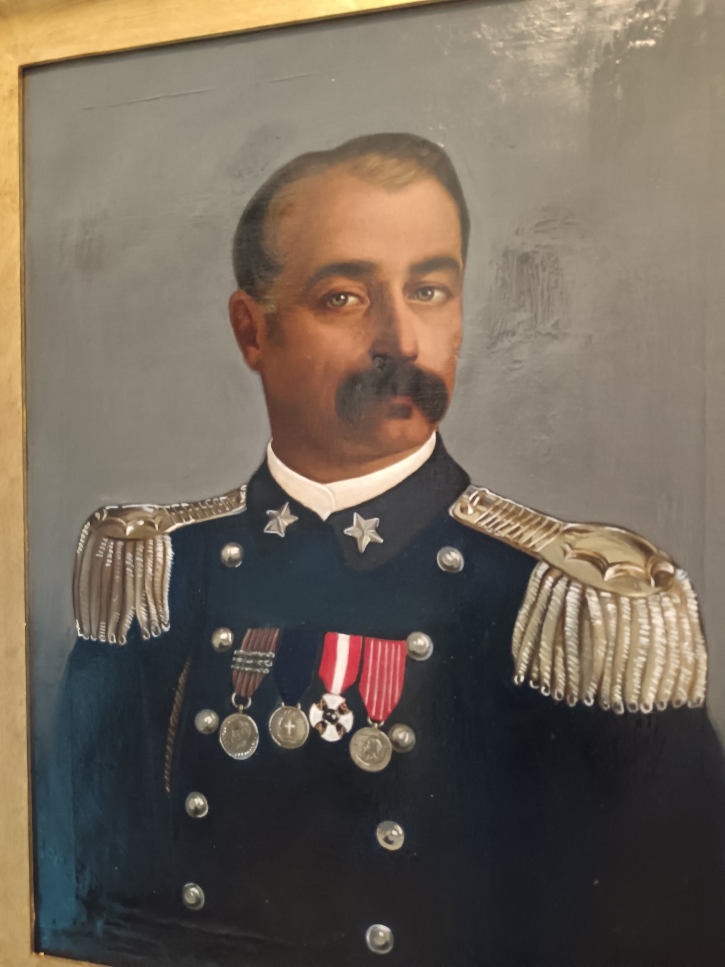 Ritratto ufficiale militare dipinto olio su tela epoca primo '900