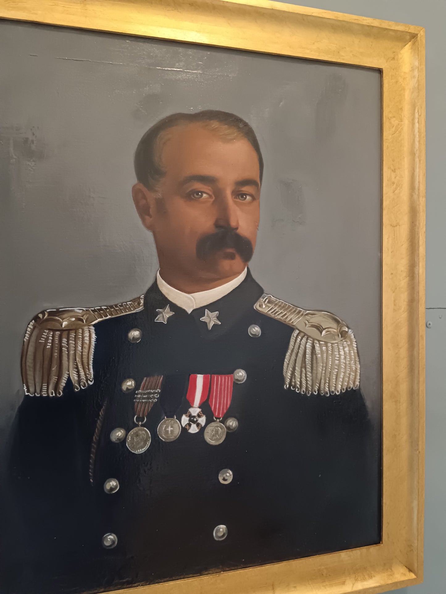 Ritratto ufficiale militare dipinto olio su tela epoca primo '900