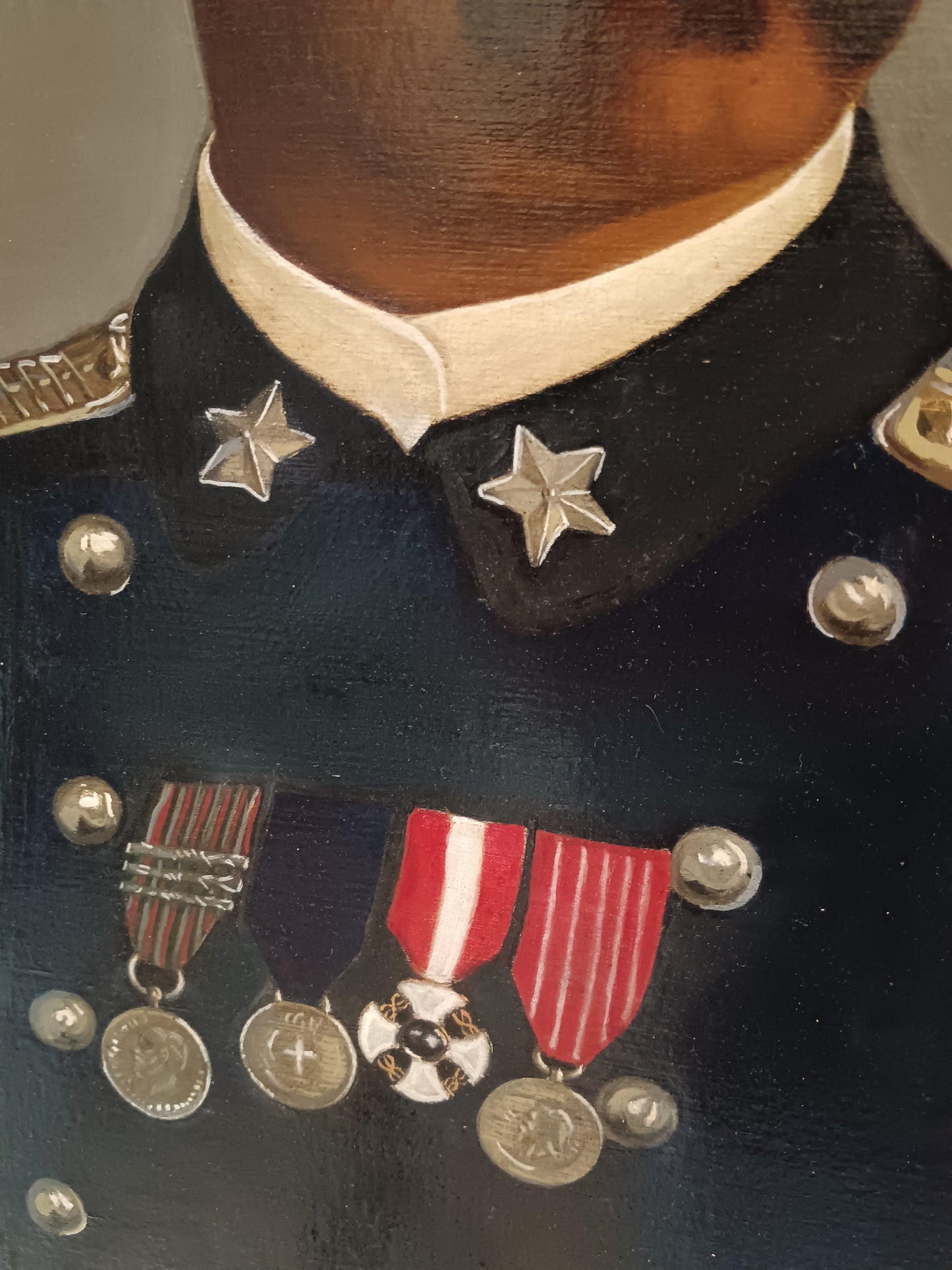 Ritratto ufficiale militare dipinto olio su tela epoca primo '900