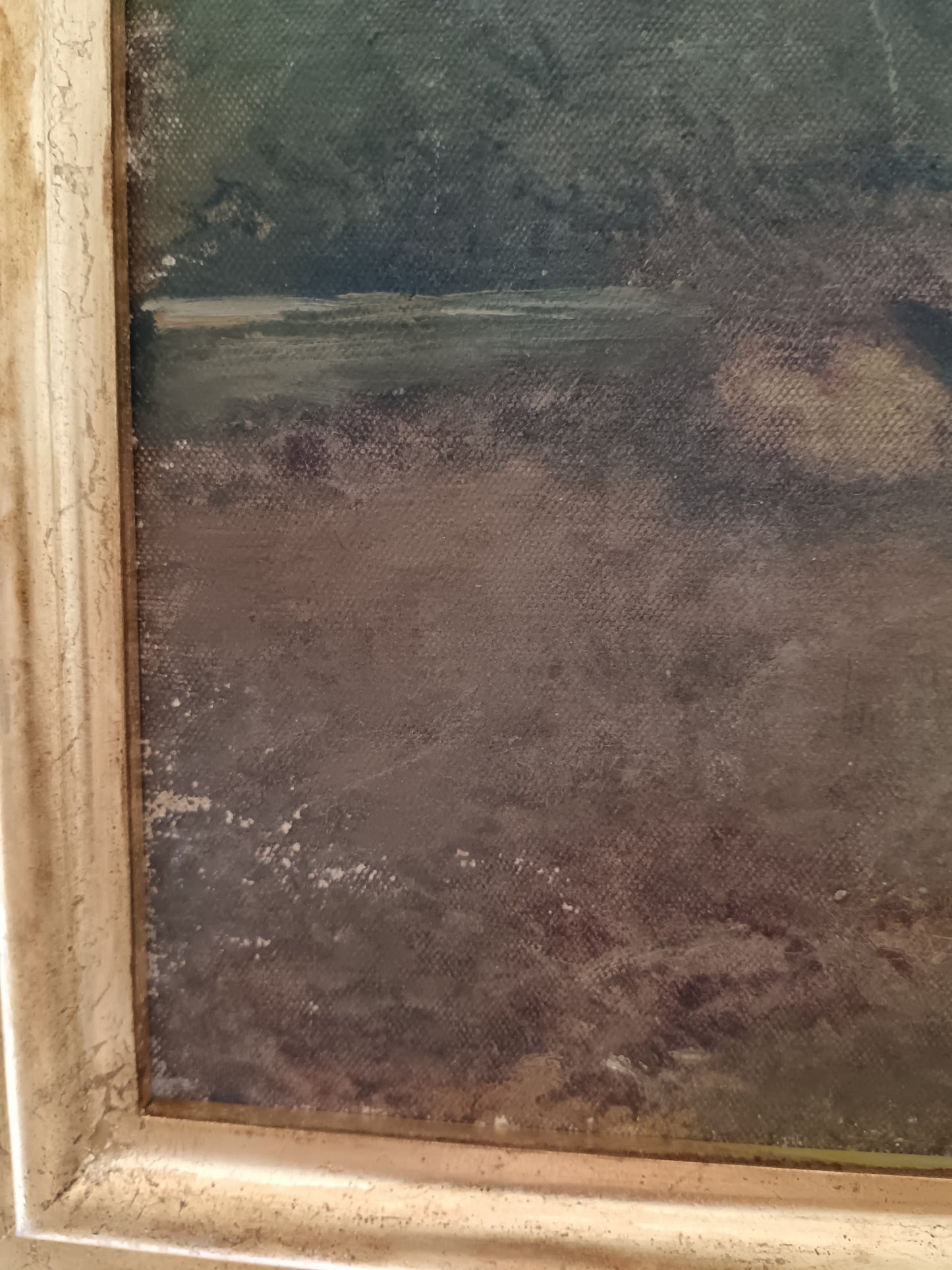 Antico dipinto olio su tela paesaggio, scuola italiana XIX secolo