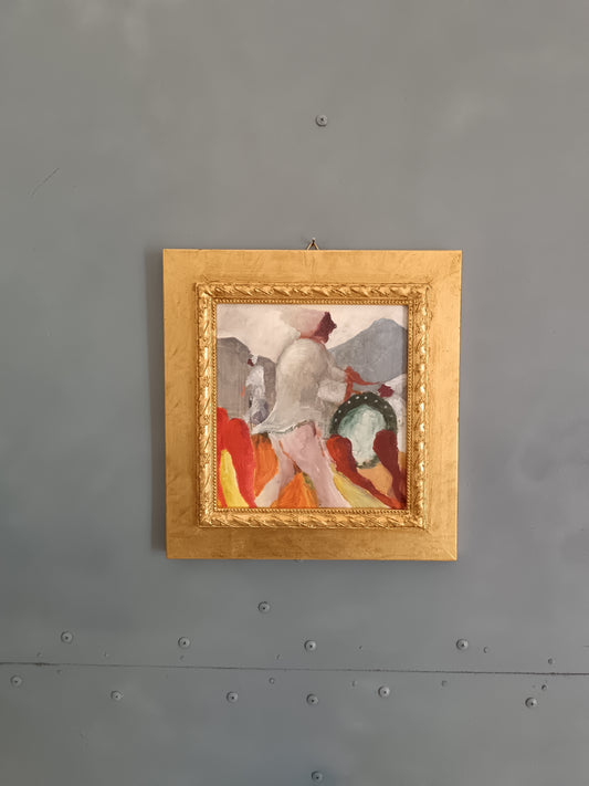 Riccardo Capone, dipinto moderno, pulcinella olio su legno