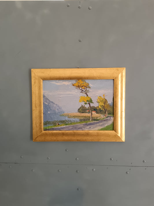 Jehan Berjonneau – “Lac du Bourget” Olio su Cartoncino Firmato Paesaggio Francese