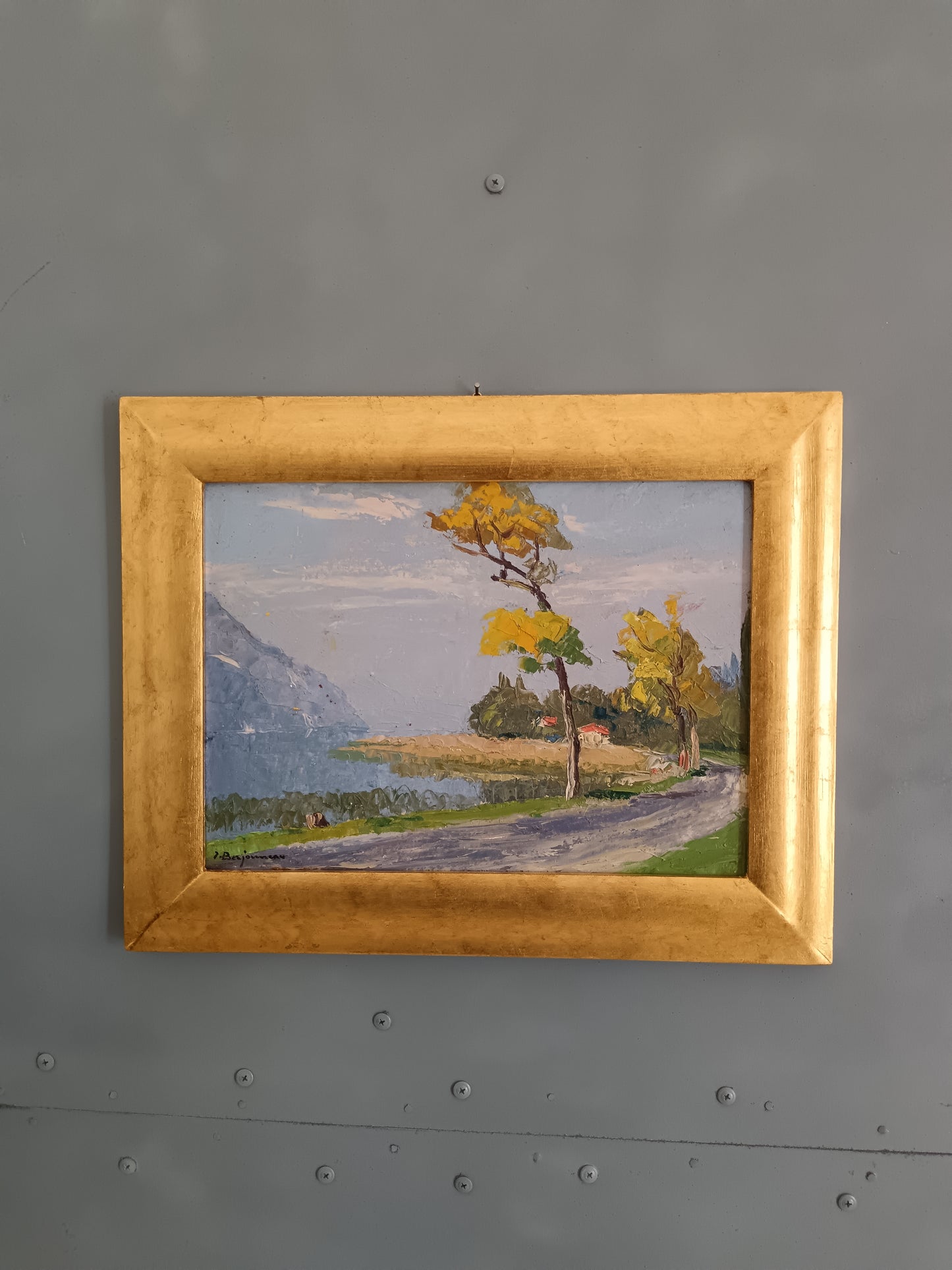 Jehan Berjonneau – “Lac du Bourget” Olio su Cartoncino Firmato Paesaggio Francese