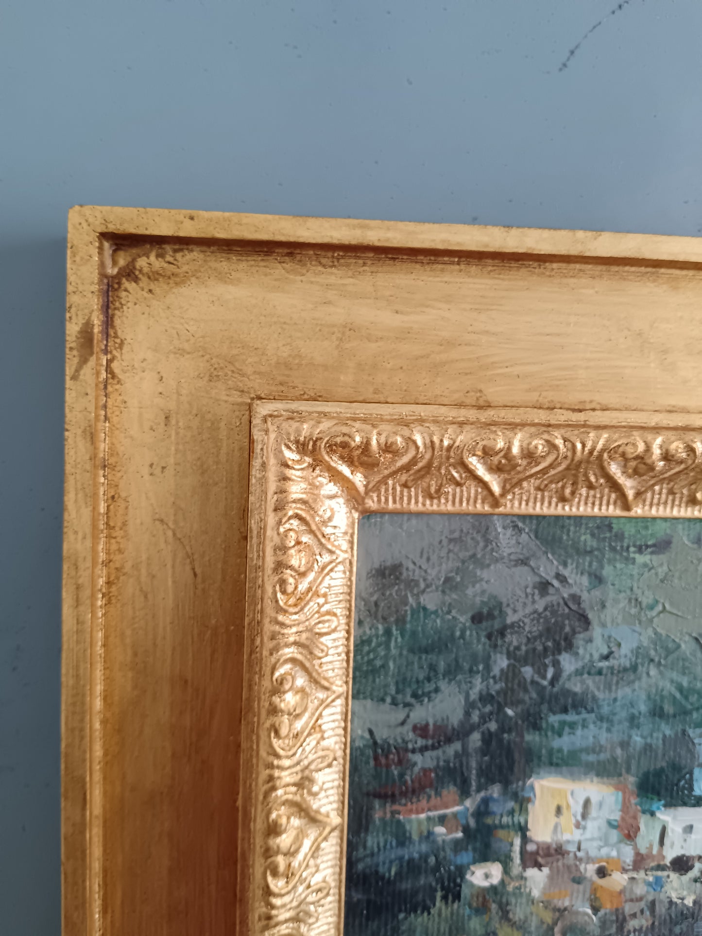 Ciro Canzanella (1948)  Veduta della Costiera Amalfitana  Olio su Tela 70x50 con Cornice