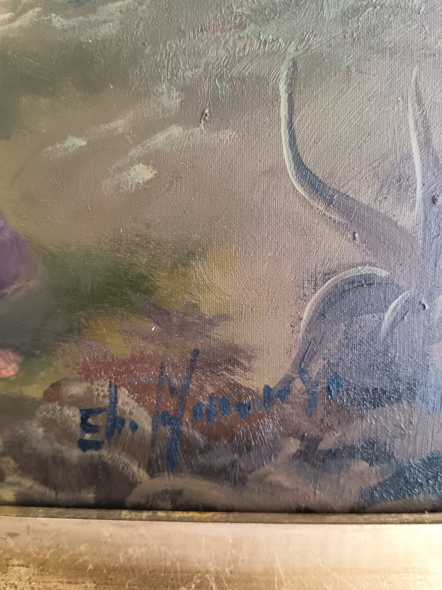 Elio Amoroso – Paesaggio Costiero con Figure e Barche  Olio su Tela 30x40 cm, Scuola Napoletana