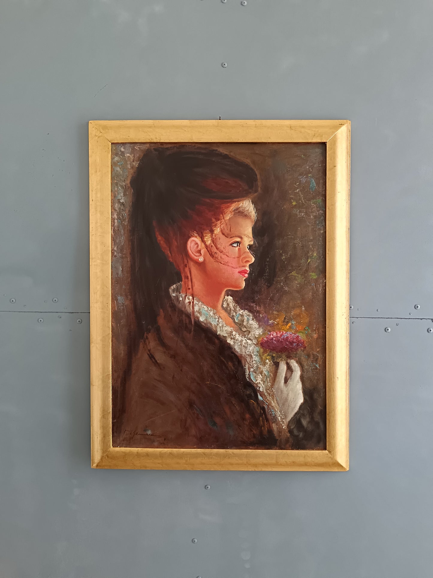 Di Gennaro ( XX secolo) ritratto femminile Belle Epoche, olio su tela.