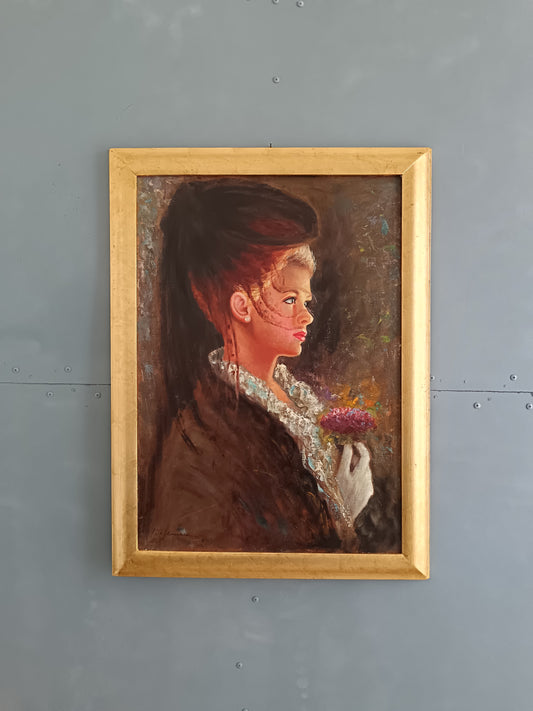 Di Gennaro ( XX secolo) ritratto femminile Belle Epoche, olio su tela.