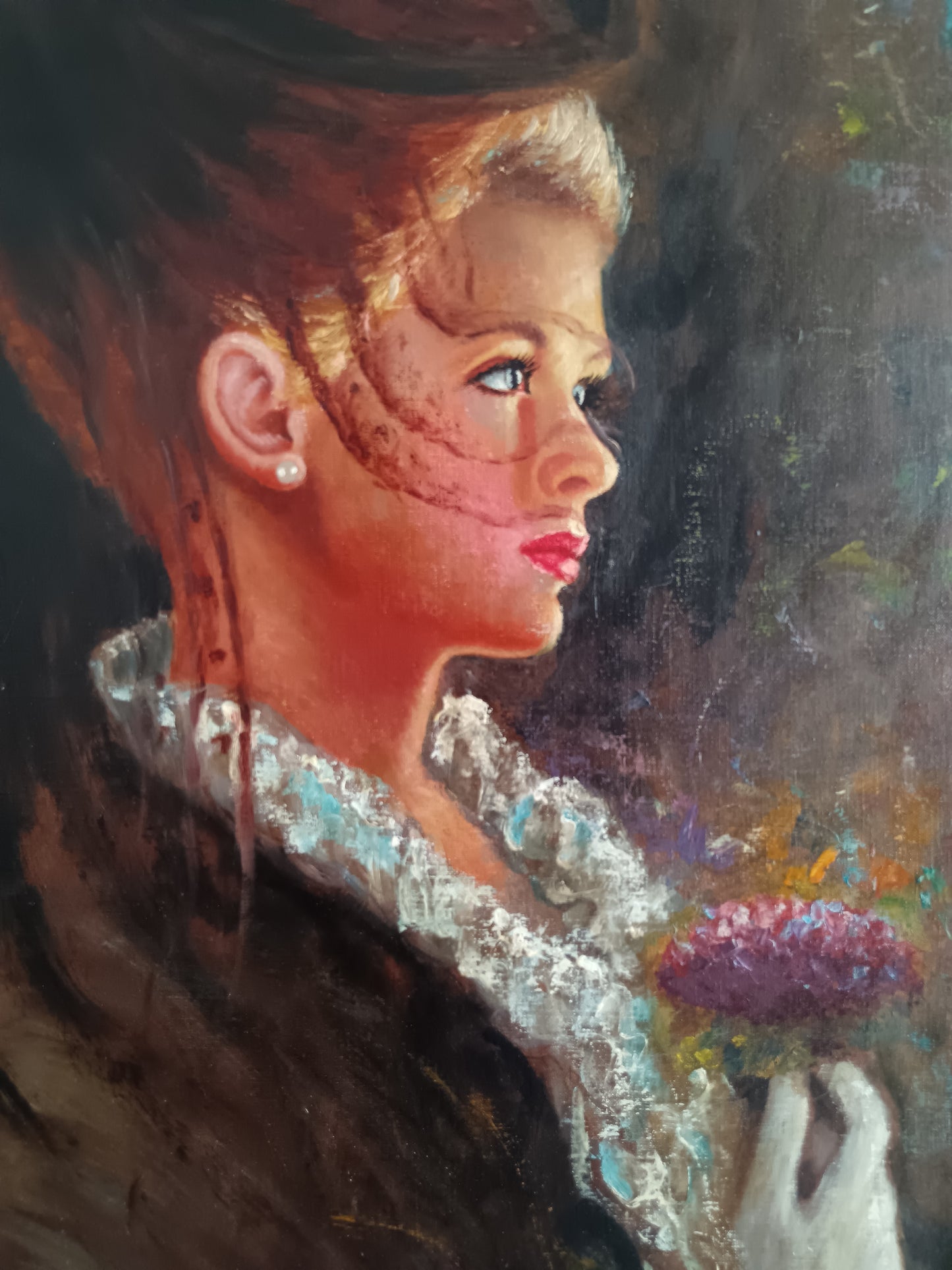 Di Gennaro ( XX secolo) ritratto femminile Belle Epoche, olio su tela.