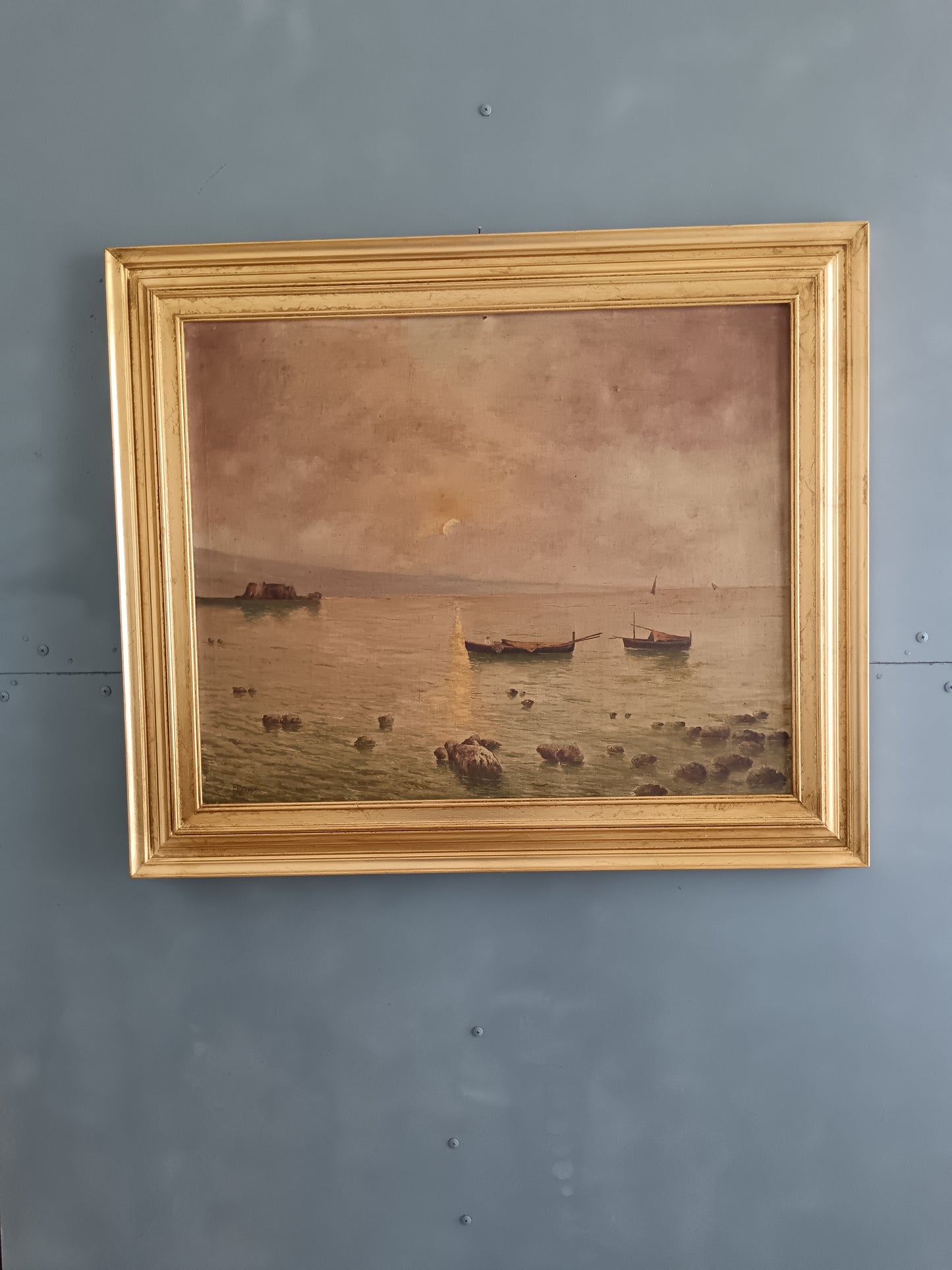 Marina Napoletana epoca prima metà del '900 olio su tela.