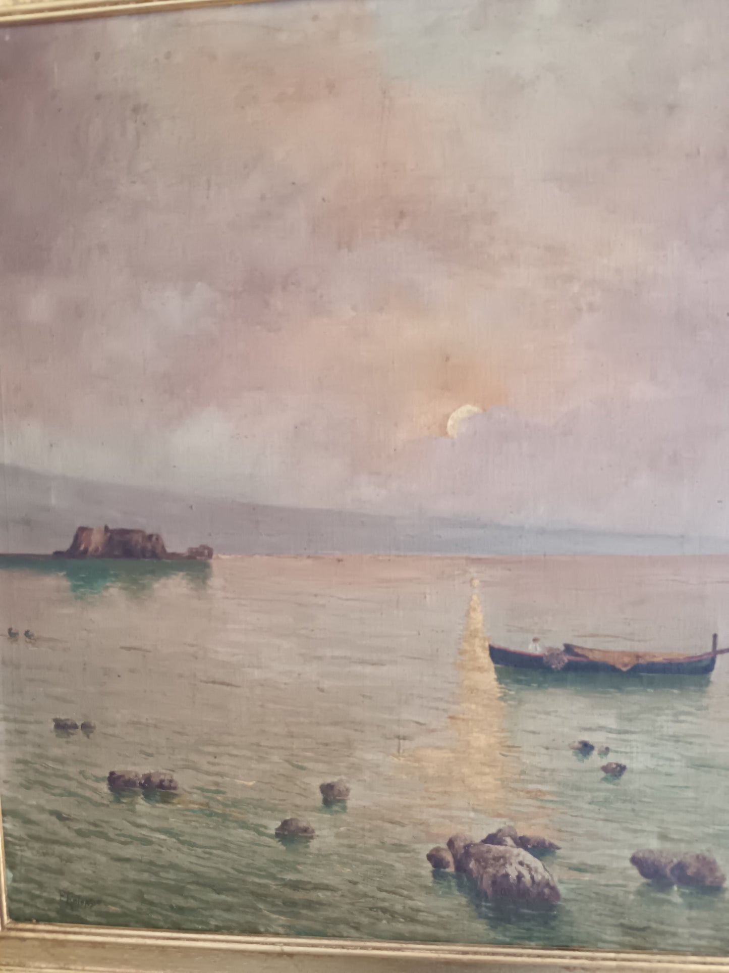 Marina Napoletana epoca prima metà del '900 olio su tela.