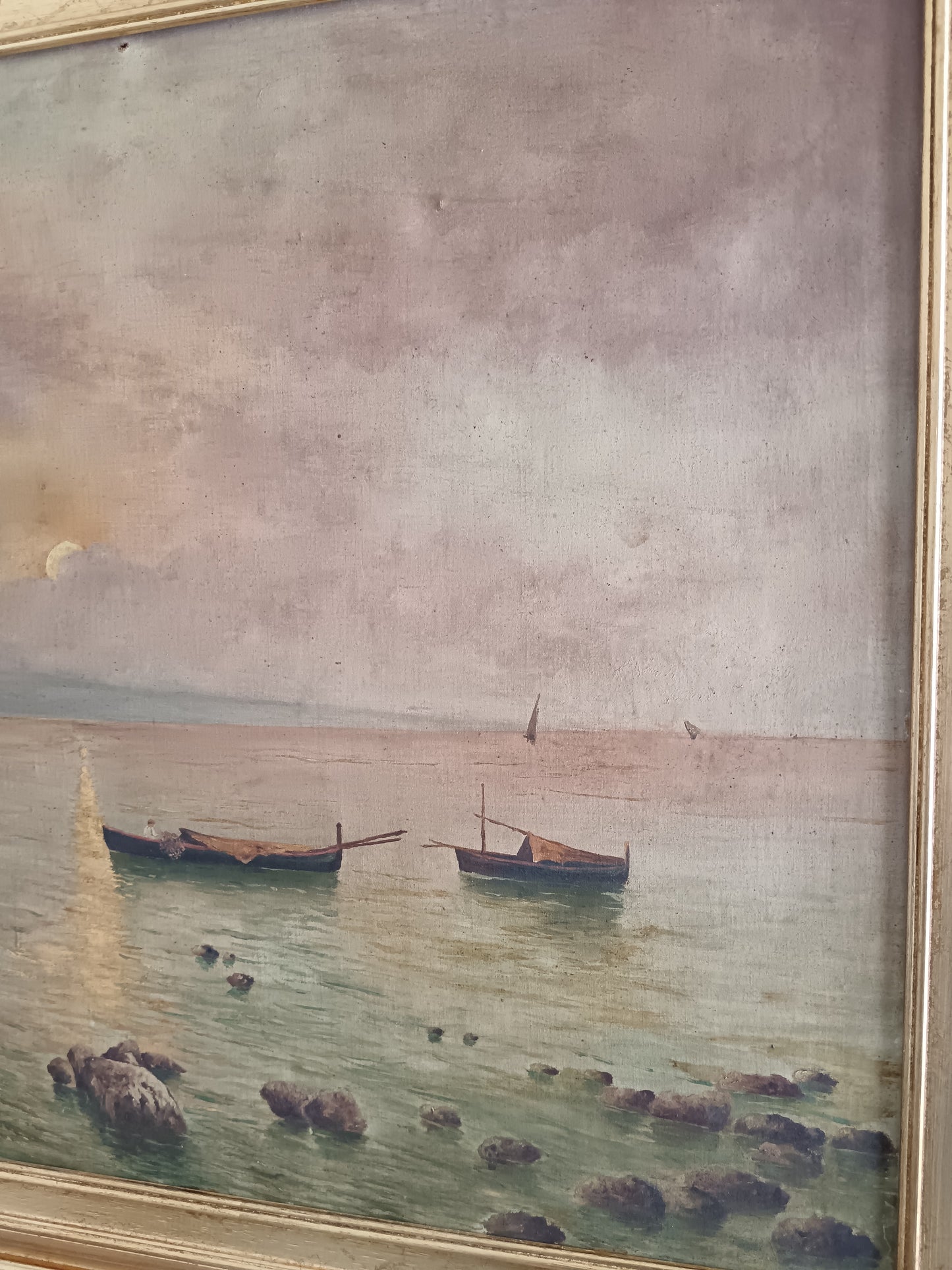 Marina Napoletana epoca prima metà del '900 olio su tela.