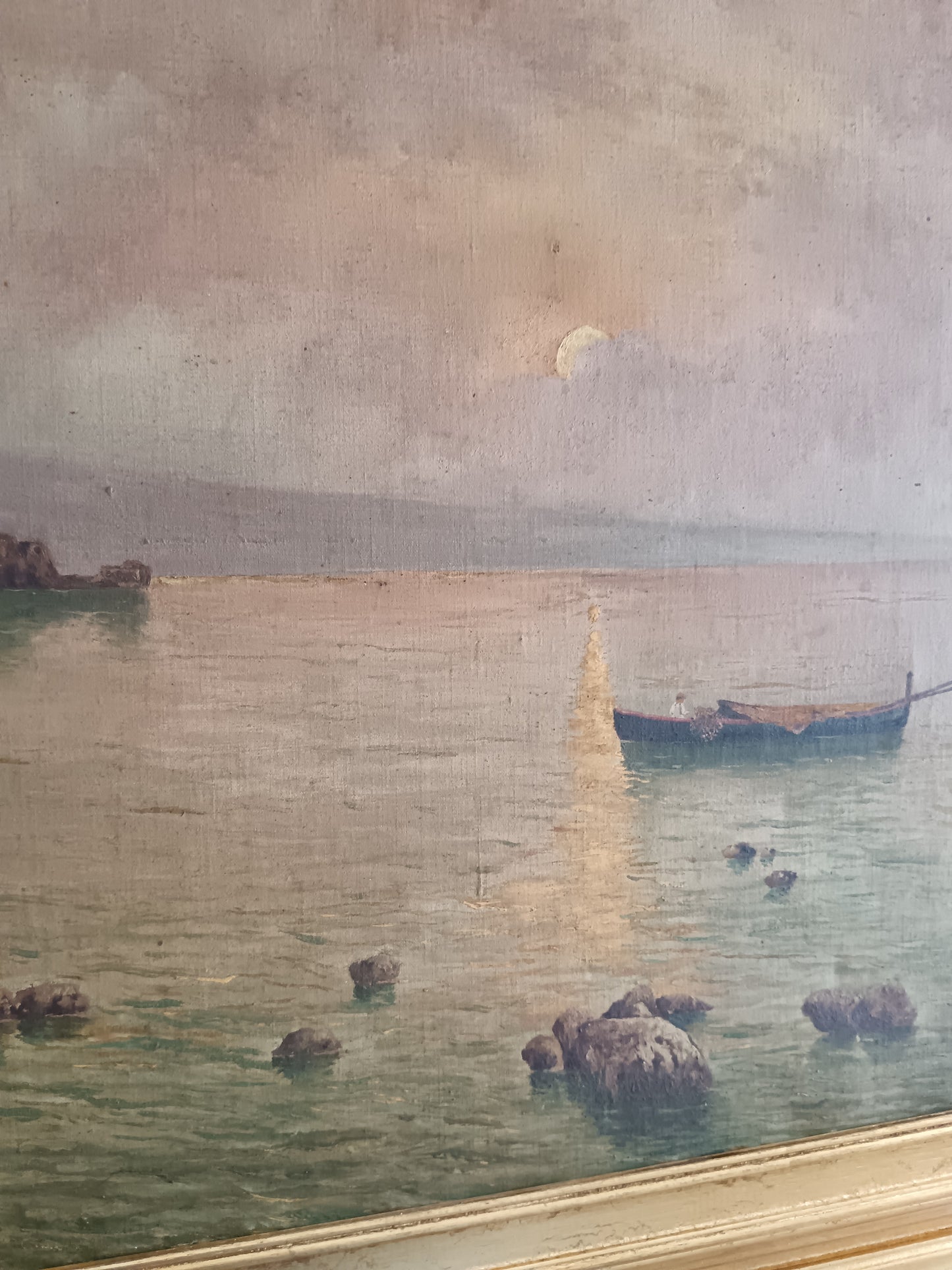 Marina Napoletana epoca prima metà del '900 olio su tela.