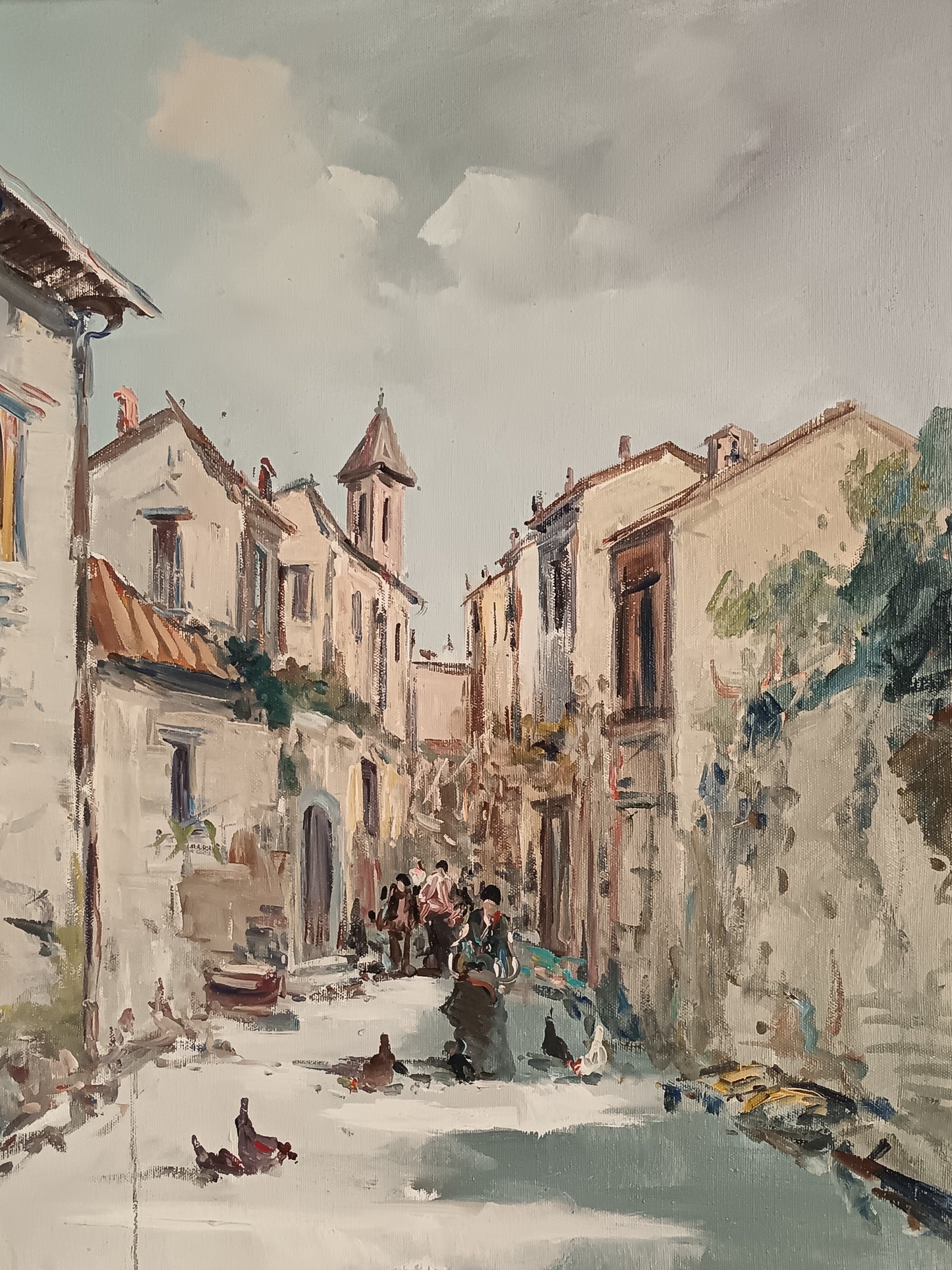 A. Piccirillo (XX secolo) scorcio di borgo italiano dipinto olio su tela.