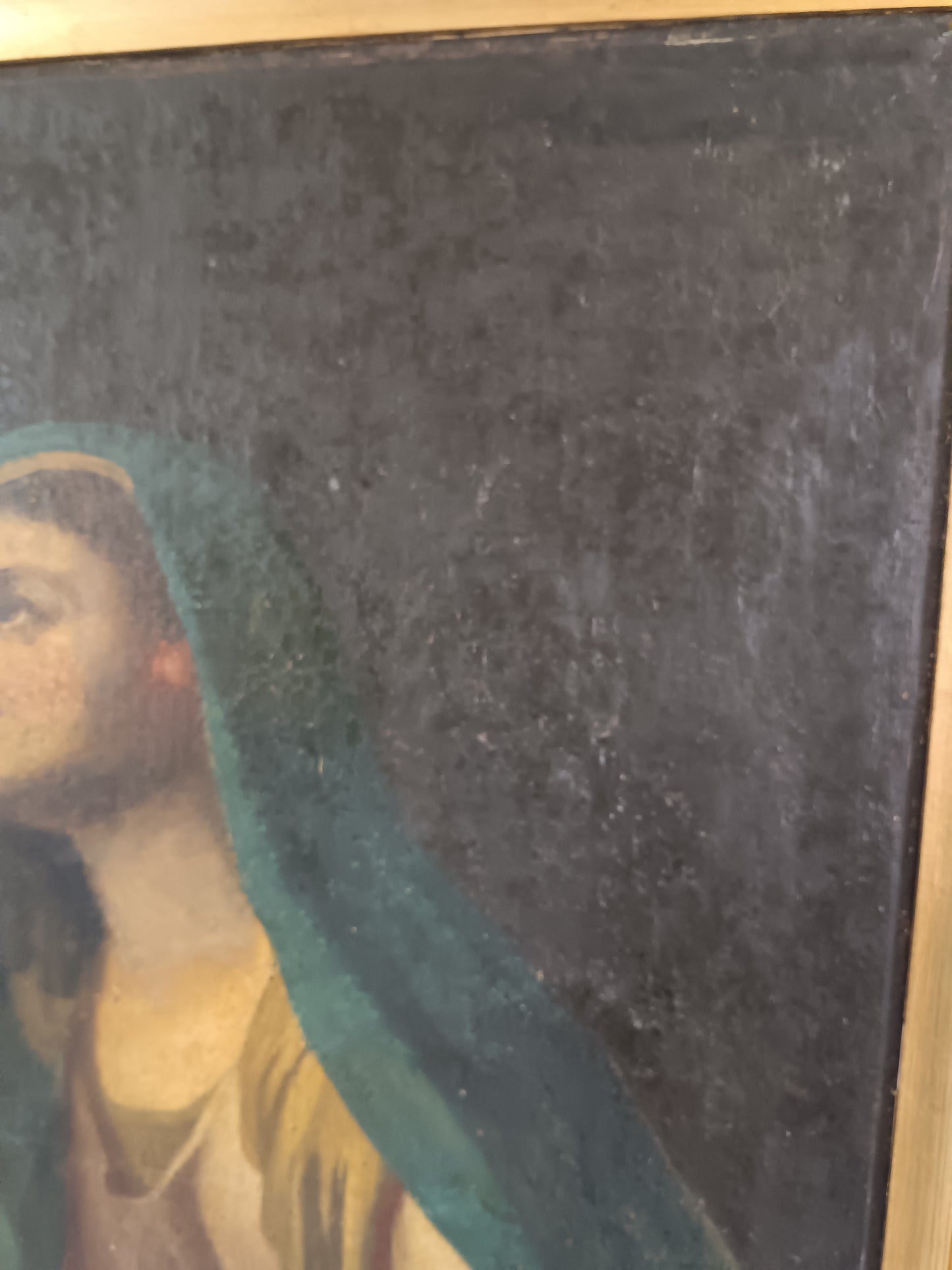 Antico Dipinto Olio su Tela Madonna Addolorata XVII/XVIII Secolo Reintelato”
