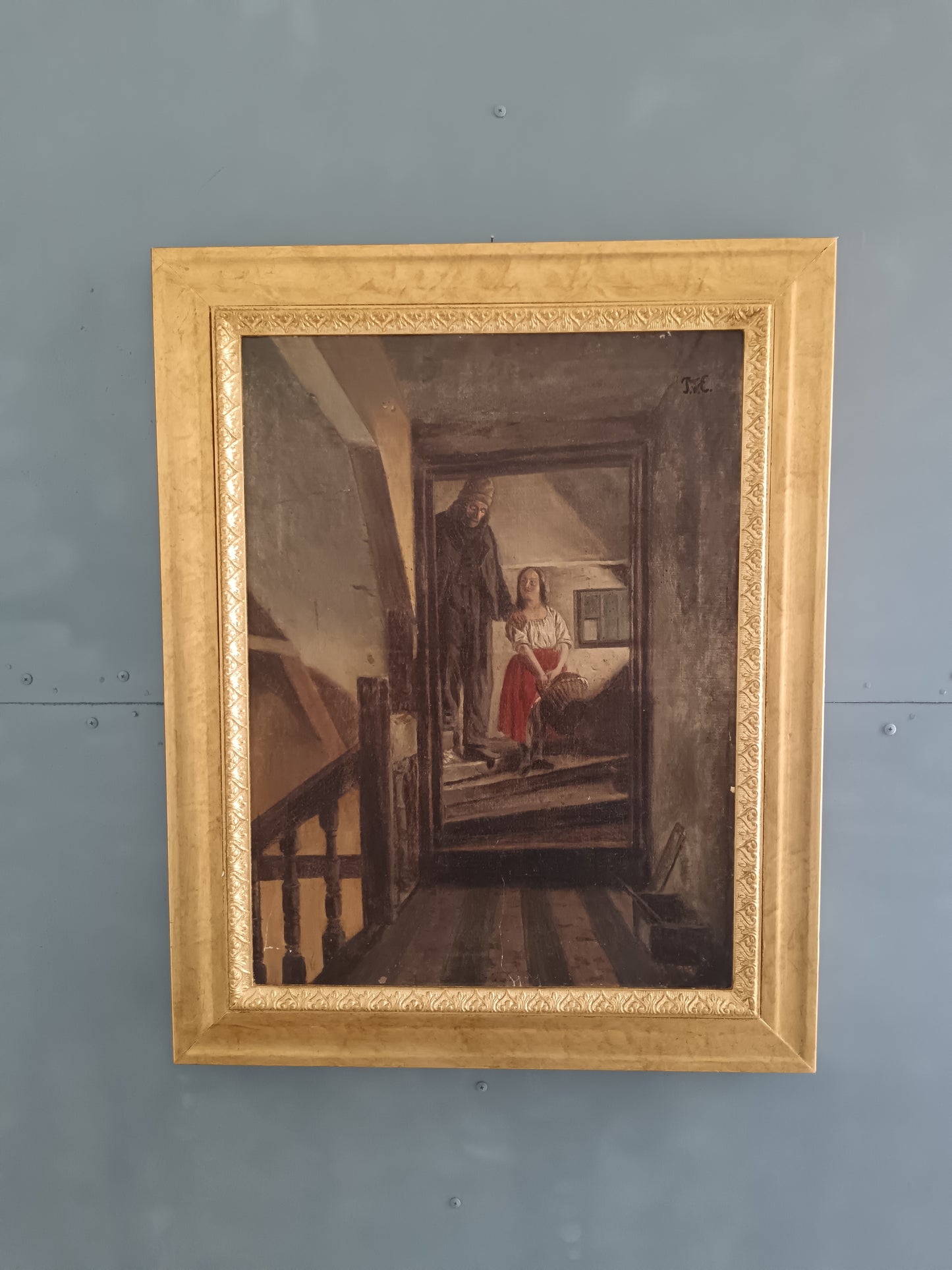 Pieter Tetar van Elven (1828-1908) – Olio su Tela Reintelato, Scena d’Interno Storico, Dipinto Ottocentesco