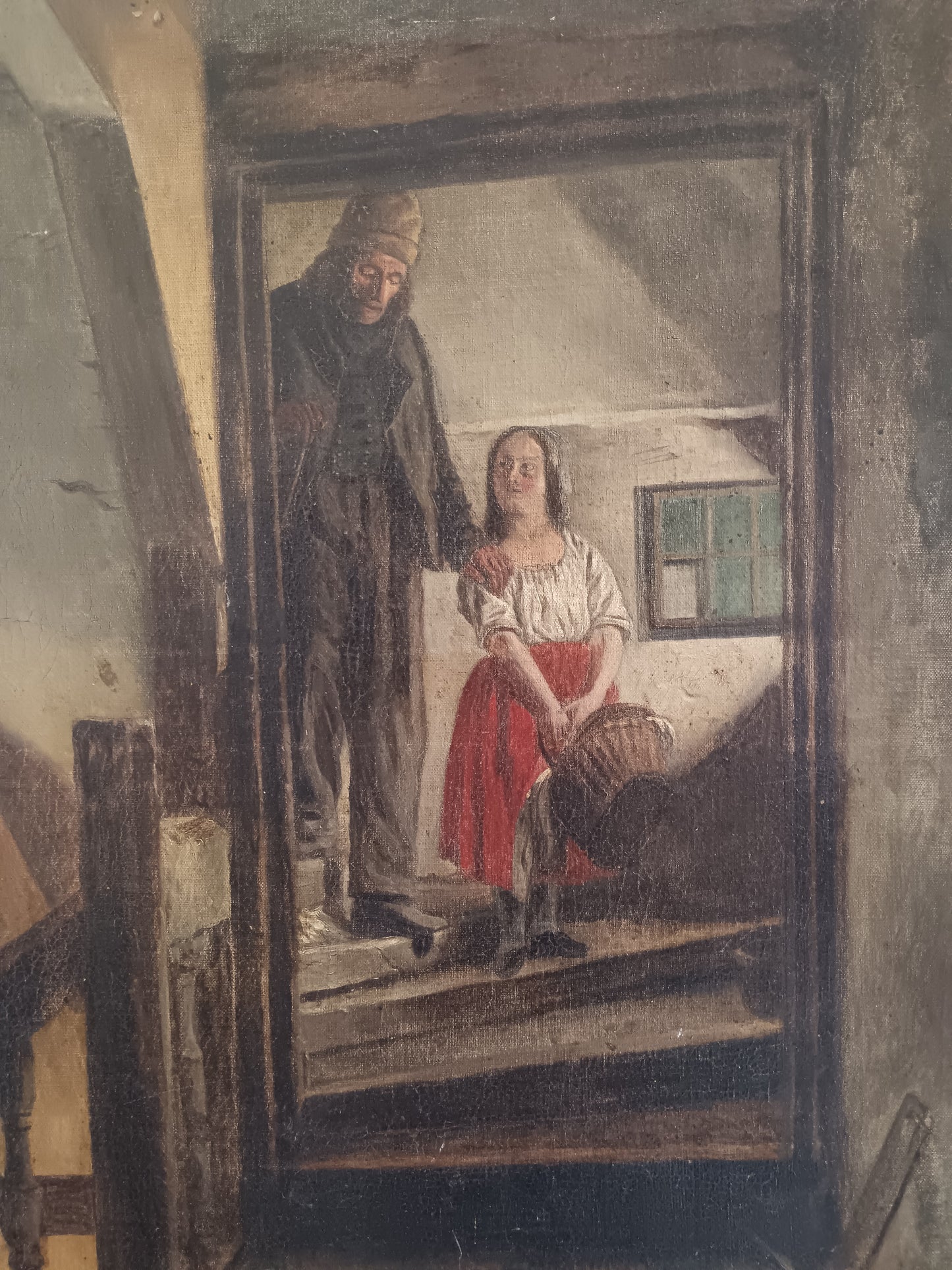 Pieter Tetar van Elven (1828-1908) – Olio su Tela Reintelato, Scena d’Interno Storico, Dipinto Ottocentesco