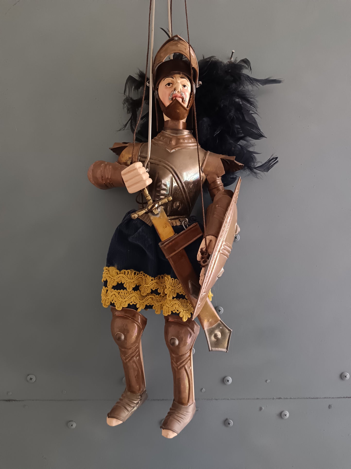 Antico Pupo Siciliano Palermitano Marionetta Opera Dei Pupi Viso In Terracotta H 75 cm