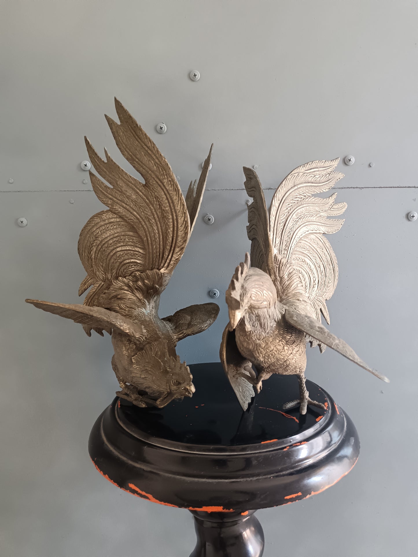 Coppia di Galli Combattenti in Bronzo – Manifattura Italiana Anni ’40/’60
