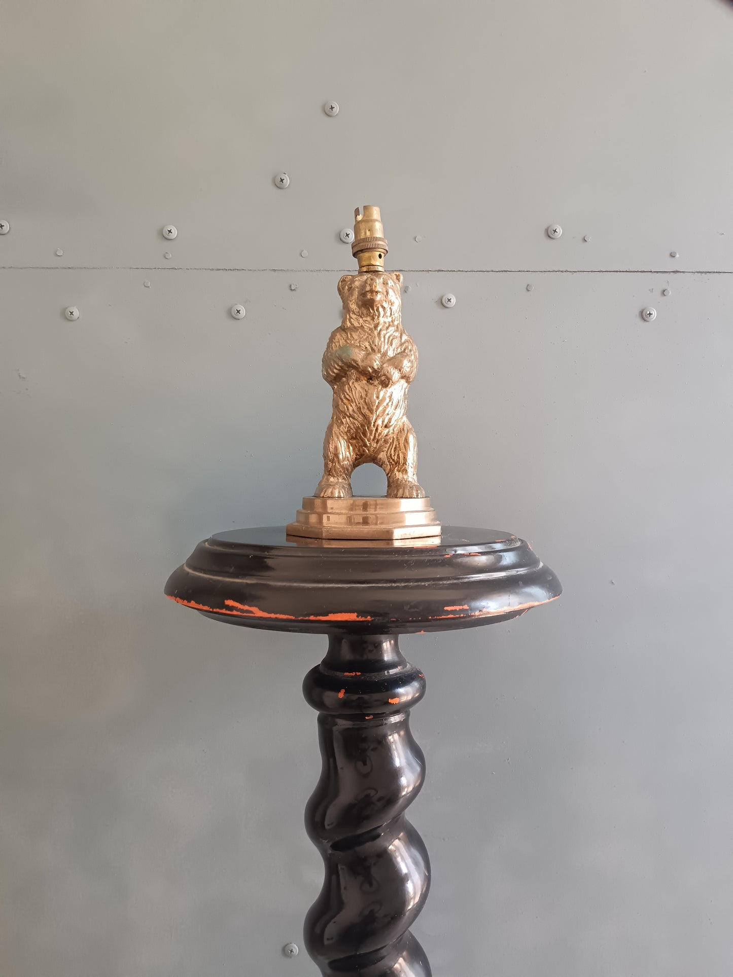 Lampada da Tavolo Vintage Orso in Bronzo Ottone Anni ’40 ’60 Scultura Animalier Art Decò