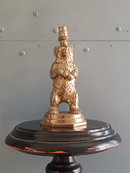 Lampada da Tavolo Vintage Orso in Bronzo Ottone Anni ’40 ’60 Scultura Animalier Art Decò