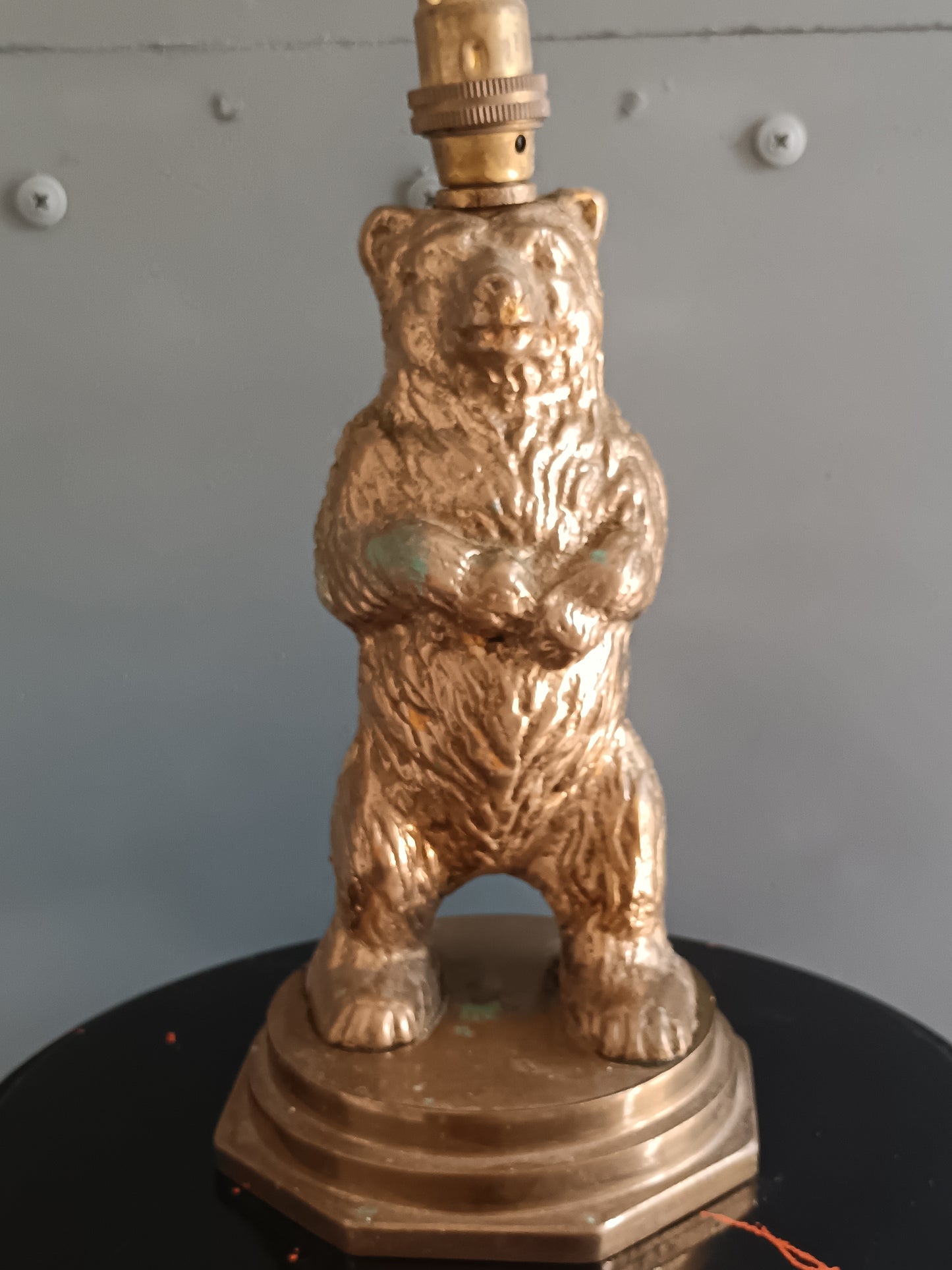 Lampada da Tavolo Vintage Orso in Bronzo Ottone Anni ’40 ’60 Scultura Animalier Art Decò