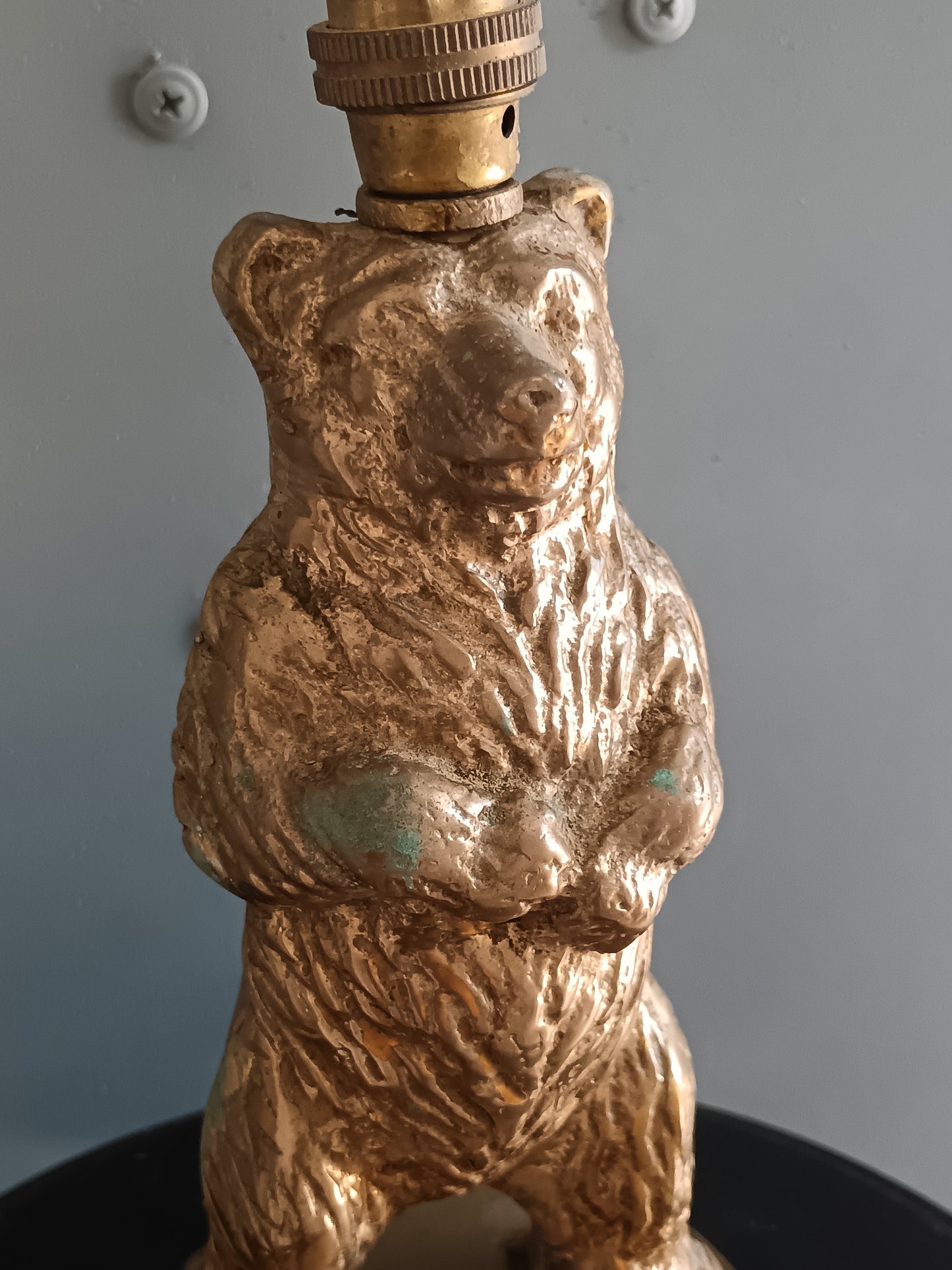 Lampada da Tavolo Vintage Orso in Bronzo Ottone Anni ’40 ’60 Scultura Animalier Art Decò