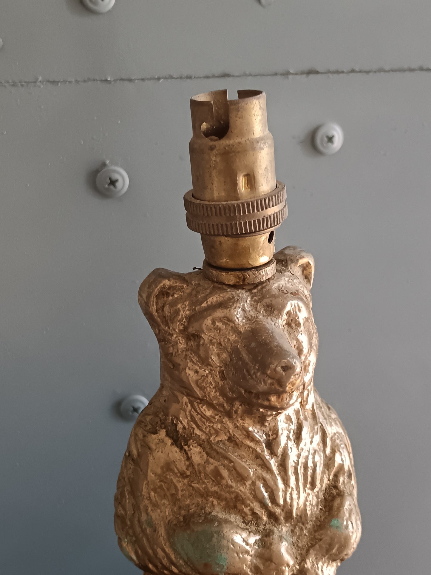 Lampada da Tavolo Vintage Orso in Bronzo Ottone Anni ’40 ’60 Scultura Animalier Art Decò